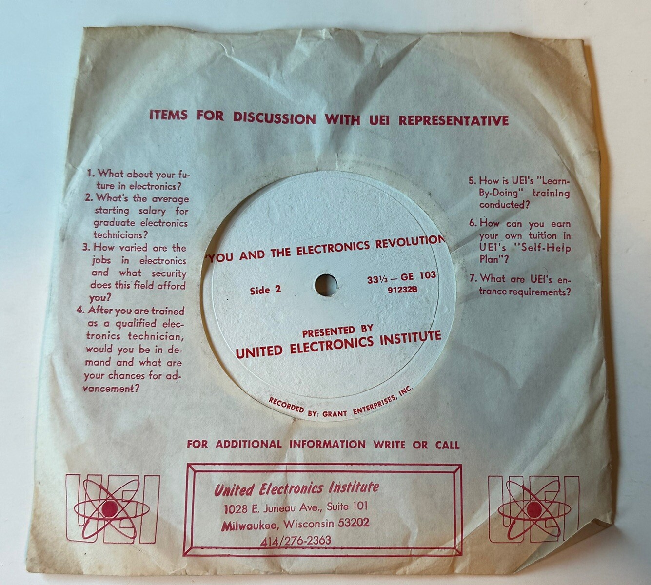 United Electronics Institute, You And The Electronics Revolution,GE 103 Promo AD
