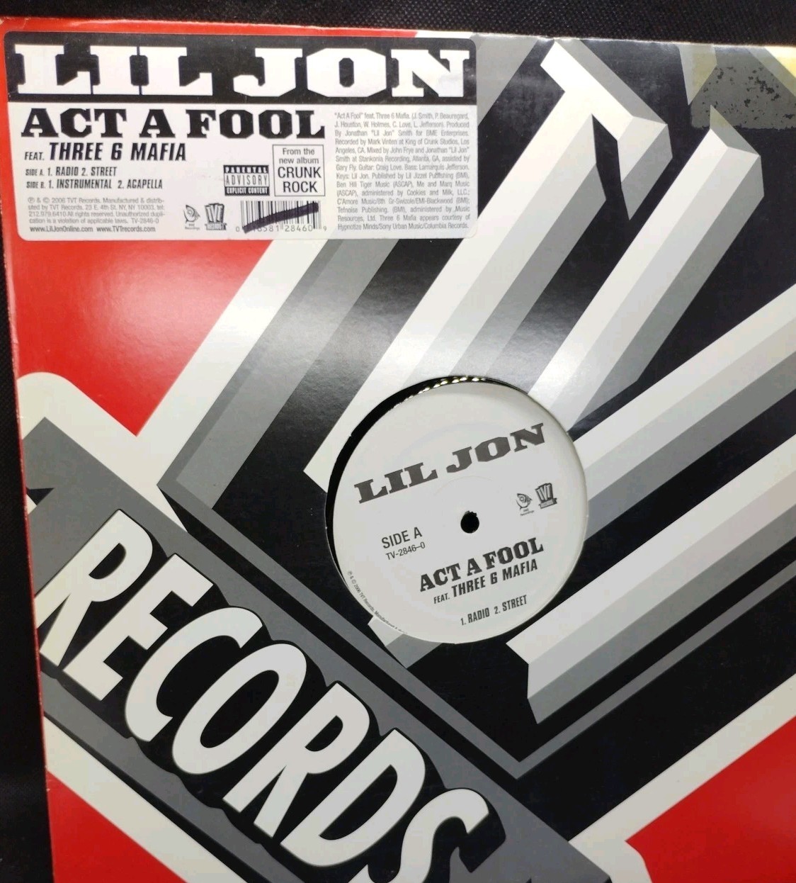 LIL JON Ft Three 6 Mafia “Act A Fool” VG+ 12 Inch Vinyl