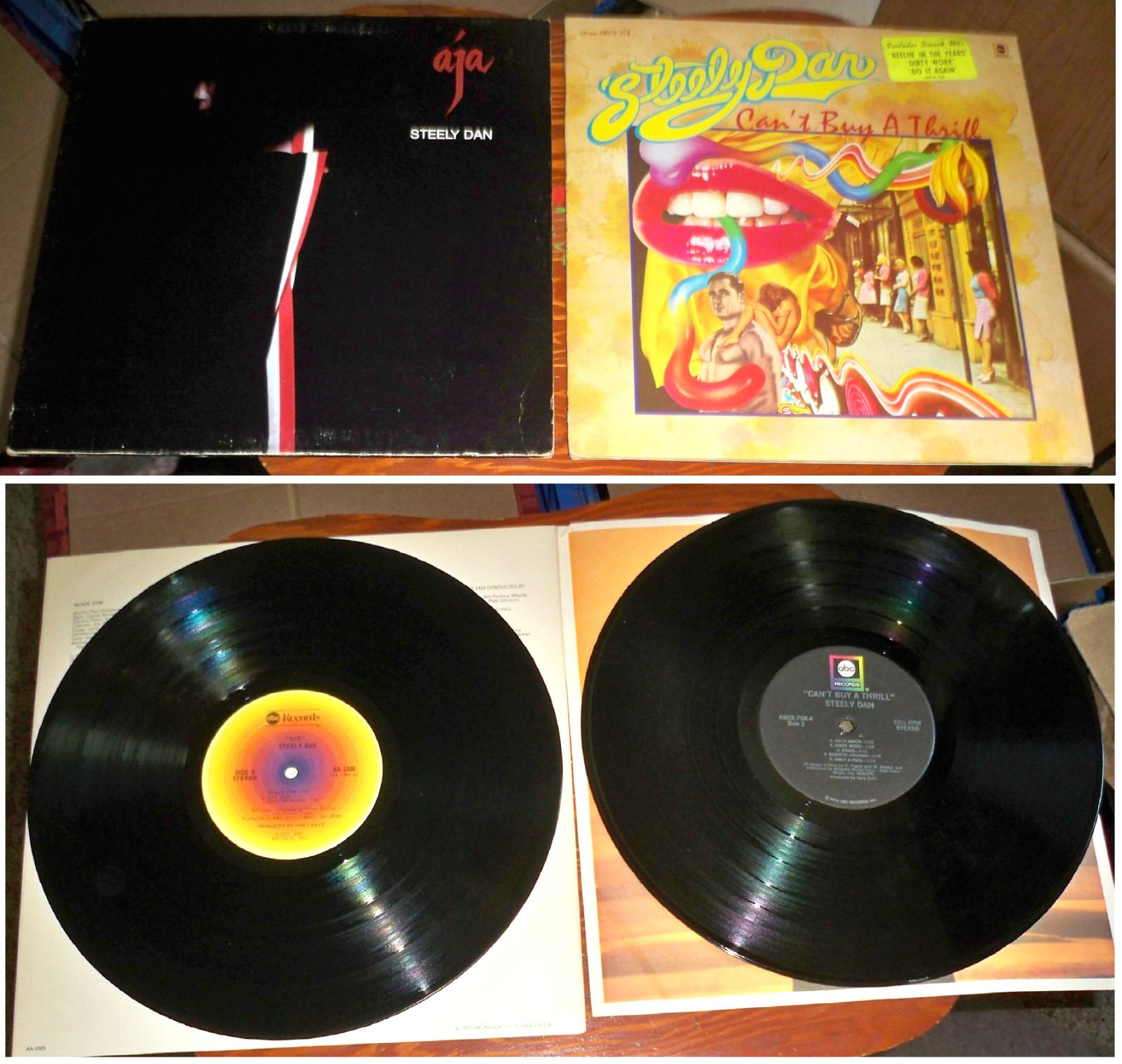 LOT of (2) STEELY DAN VINYL: CAN’T BUY A THRILL (1972) & AGA (1977) – EX/VG+ !!