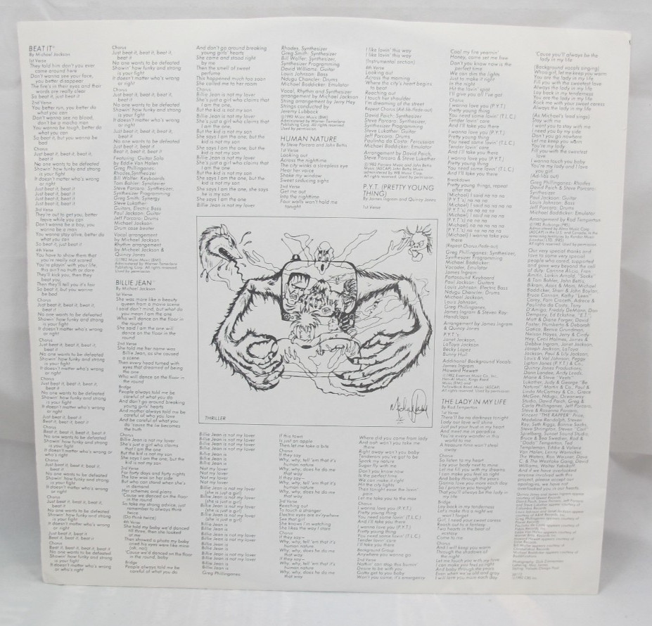 Michael Jackson Thriller Vinyl LP 1982 Epic QE 38112 EX/VG+ Vintage Gatefold 80s