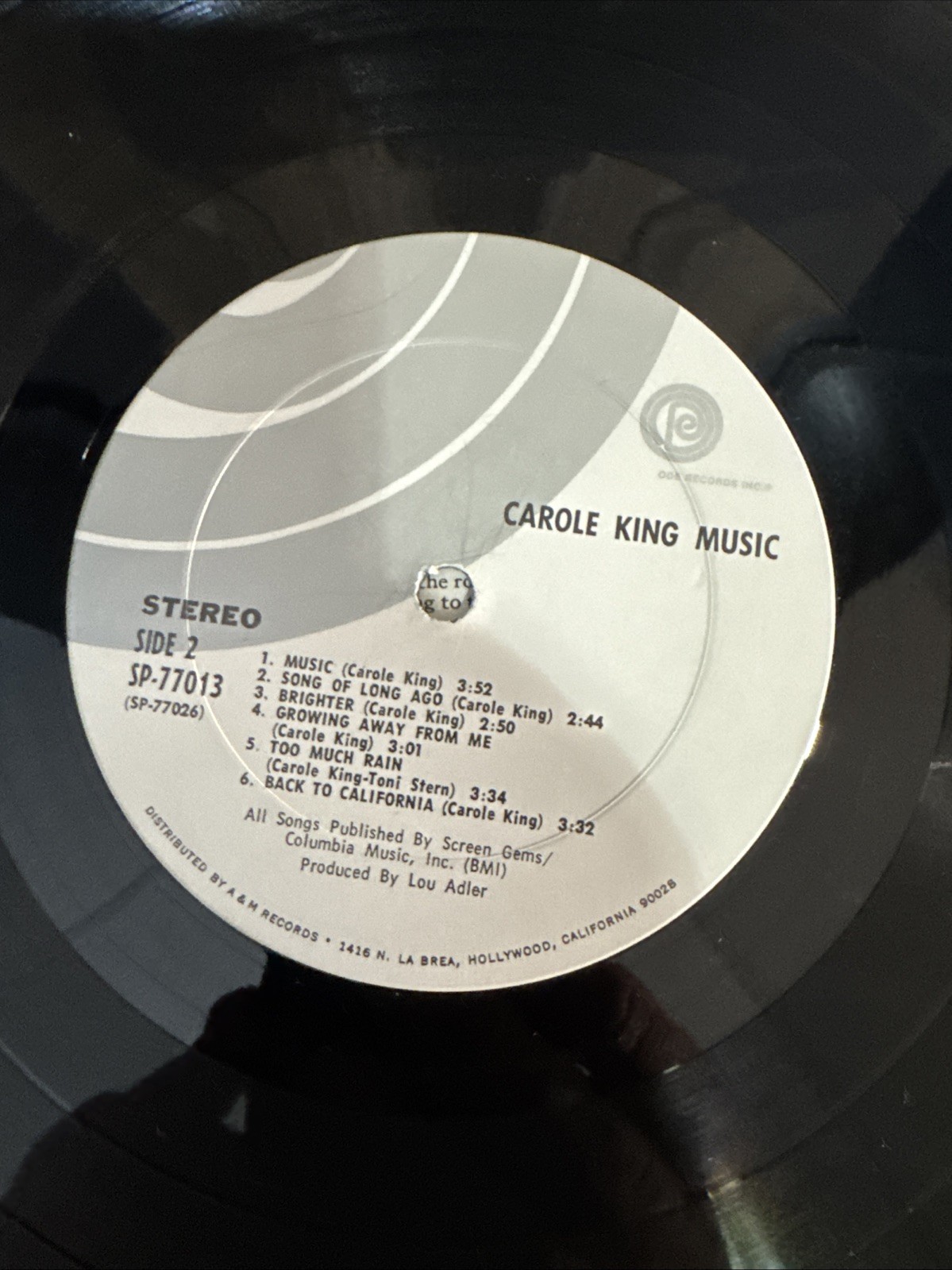 Carole King – CAROLE KING MUSIC – Ode Records (SP-77013) LP 33 Vinyl B3 VG