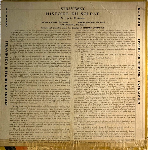 Igor Stravinsky Text By Charles-Ferdinand Ramuz, Jean Marchat, Michel Auclair, M