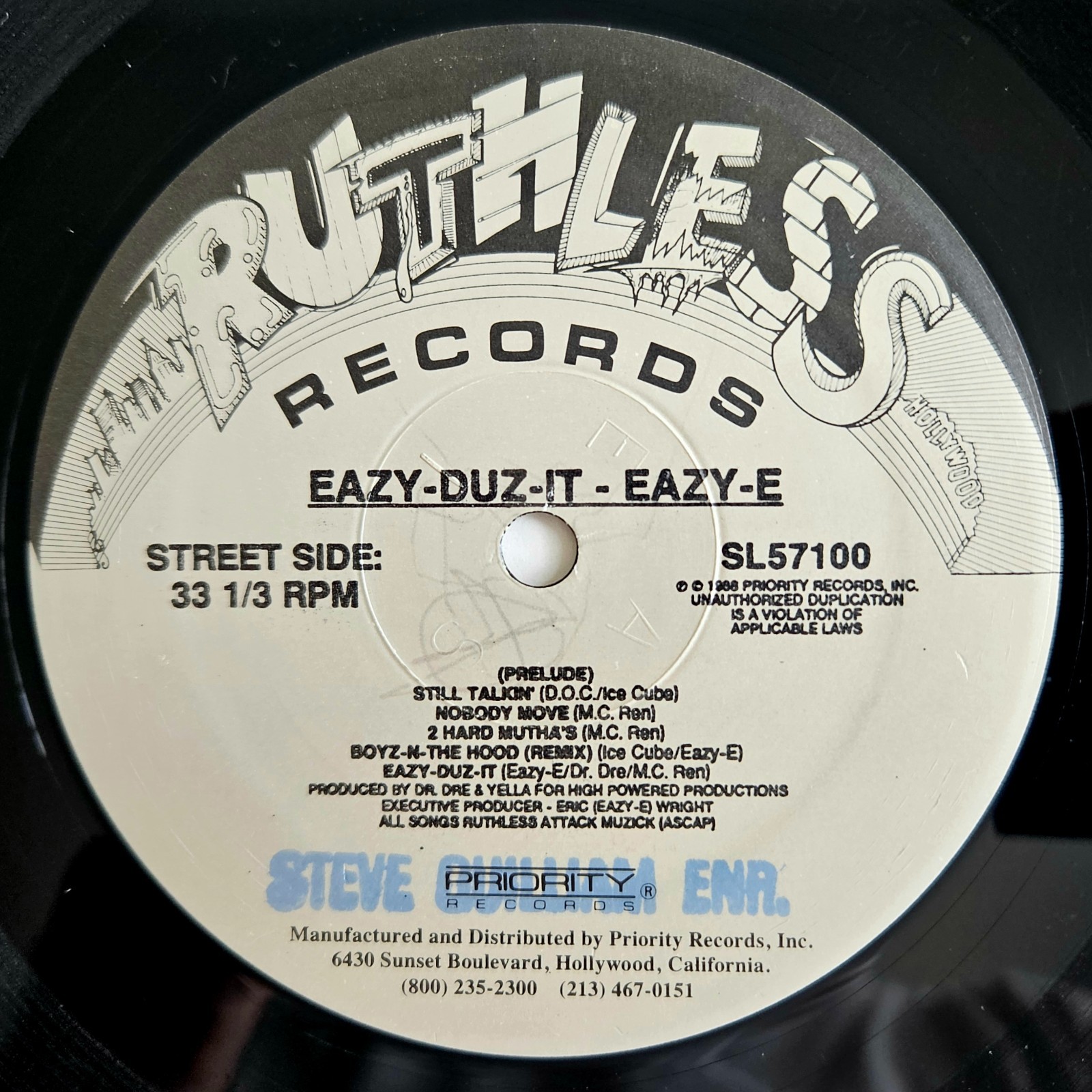 1988 – EAZY-E – EAZY-DUZ-IT LP – RUTHLESS RECORDS ORIGINAL PRESS – DR. DRE N.W.A