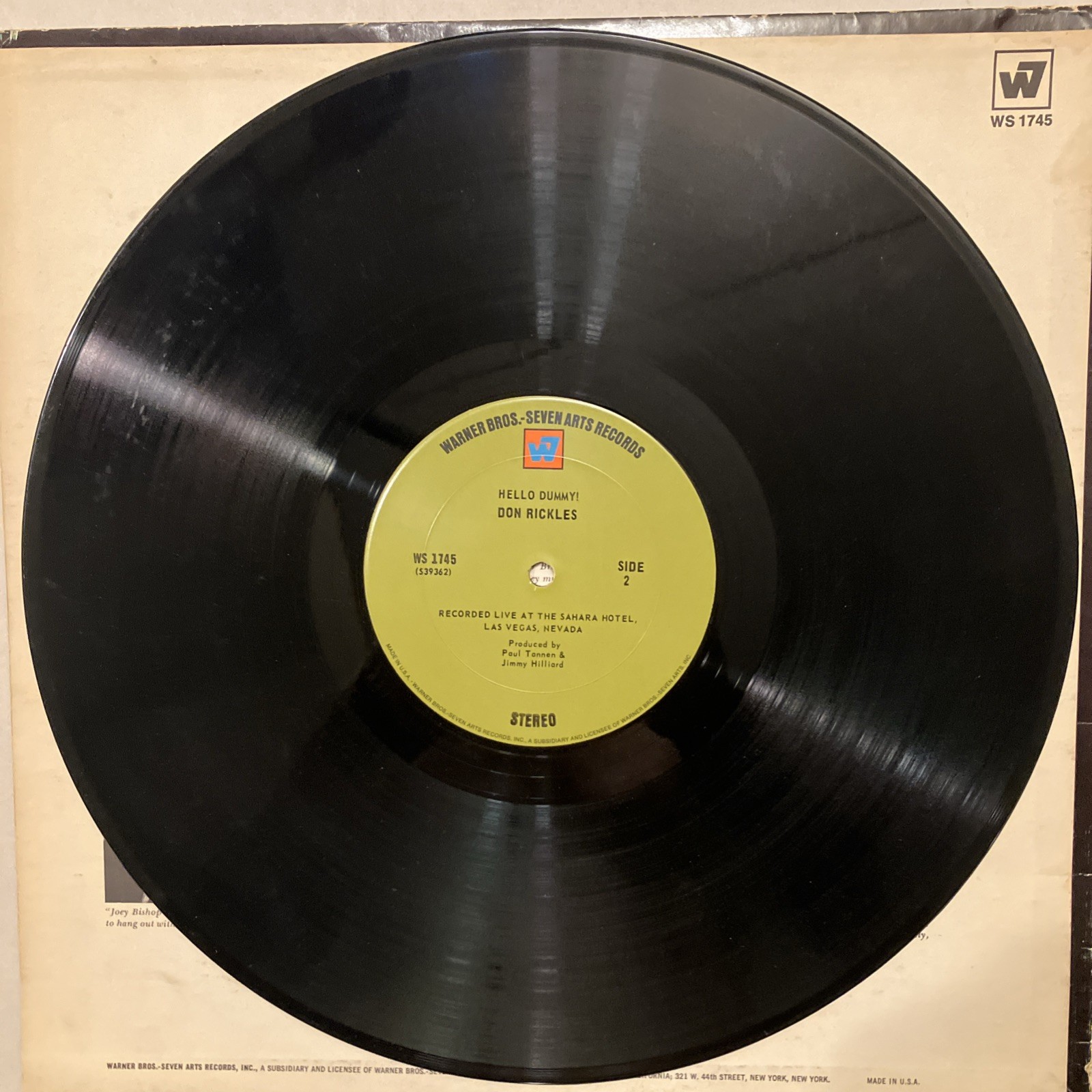 Don Rickles ‘Hello Dummy!’ 1968 12” Vinyl Record – Warner Bros