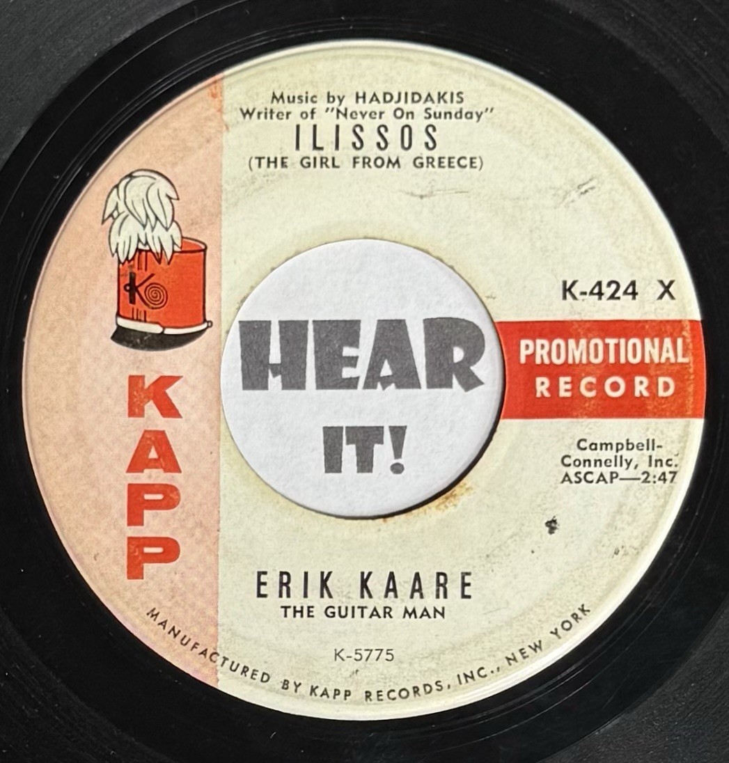 Twangy Surf Exotica Instro Rocker 45 ERIK KAARE Ilissos /Poor KAPP promo Greece
