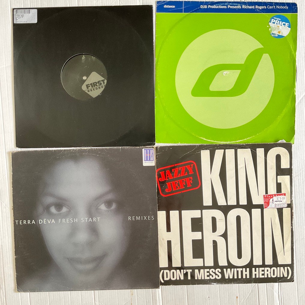 8 x EDM Dance 12 inch vinyl records – house techno hip hop 1980s 1990s