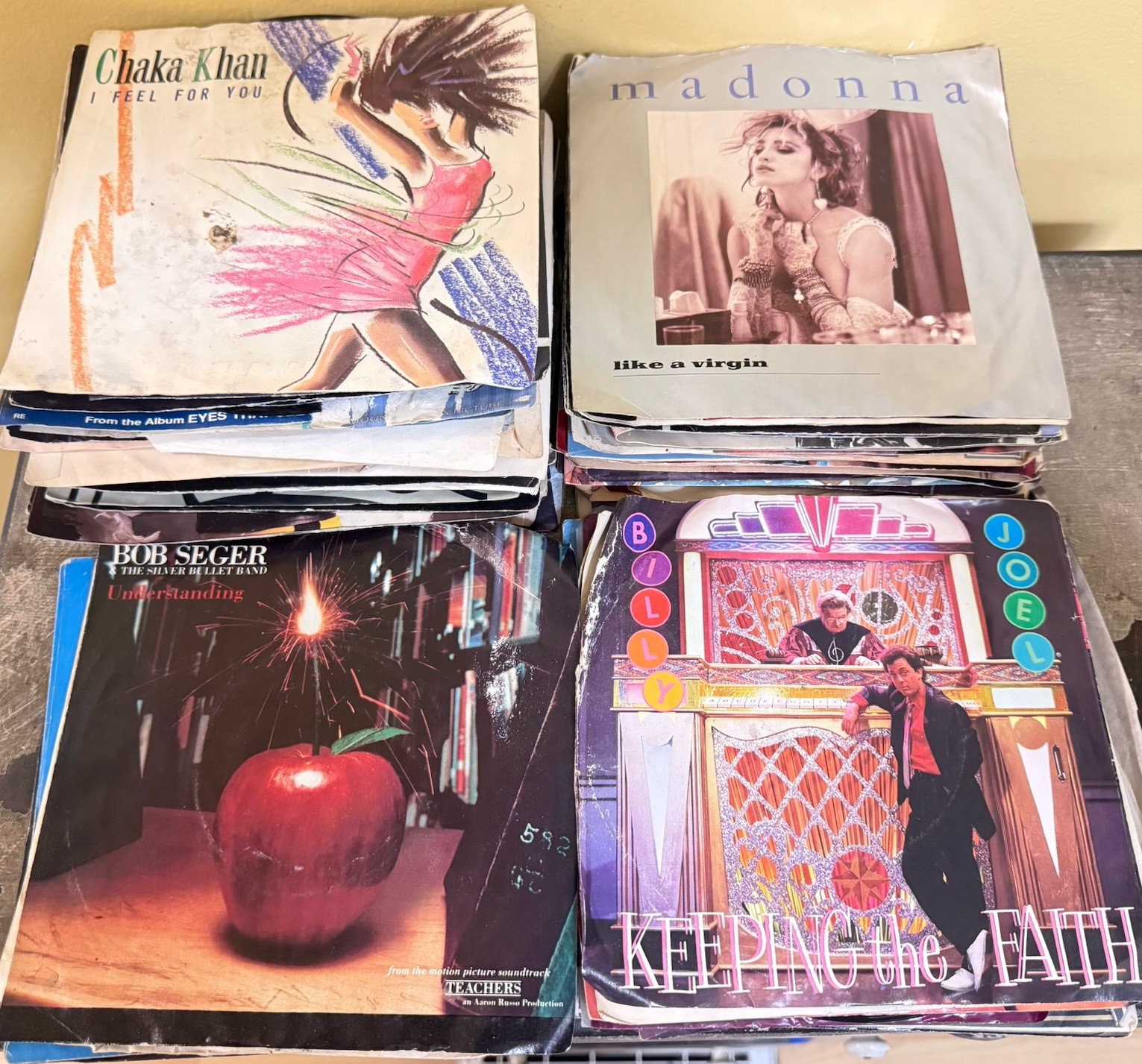 Lot of 78 7inch 198’s Single Albums Vinyl Records Various Artists Estate Find