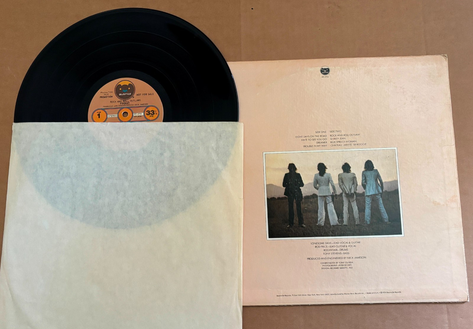 FOGHAT – ROCK AND ROLL OUTLAWS LP Vinyl 1974 PROMO COPY