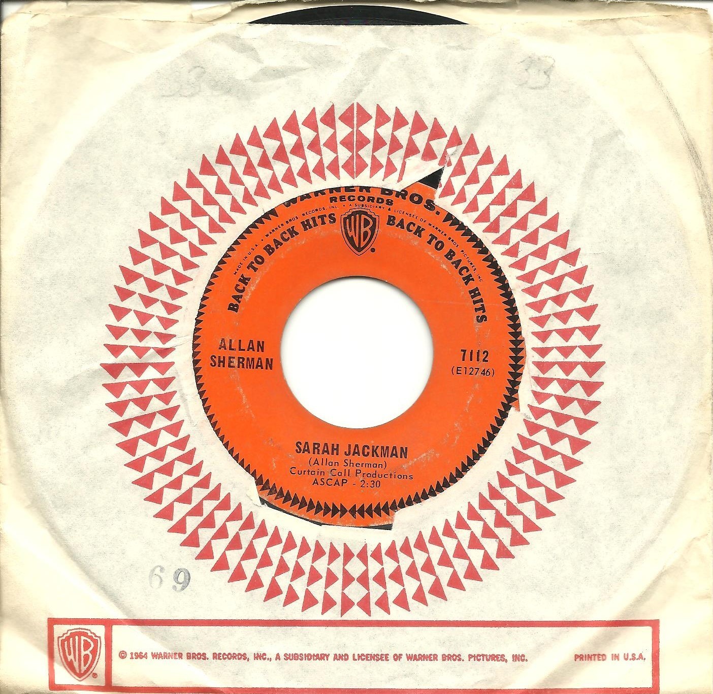 Allan Sherman-Hello Mudduh, Hello Faddah!-45 RPM-comedy-WB 7112-Reissue-vinyl-