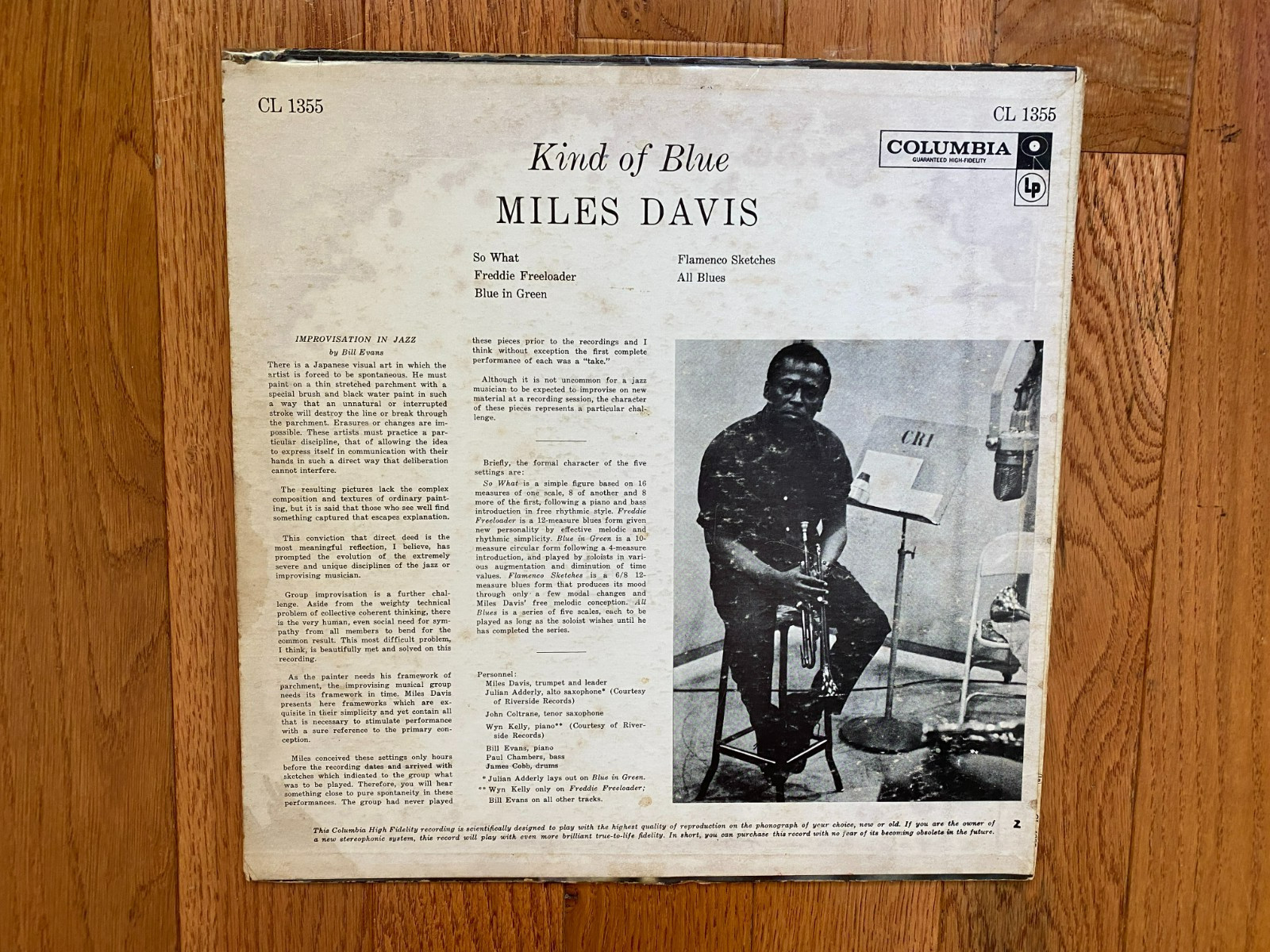 Miles Davis – Kind of Blue LP Columbia CL 1355 1961 Pressing Mono