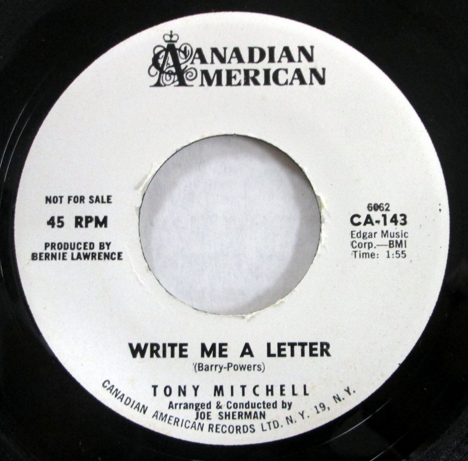 TONY MITCHELL 45 Write Me A Letter / Candle In.. VG++ PROMO teen popcorn Mc 1358