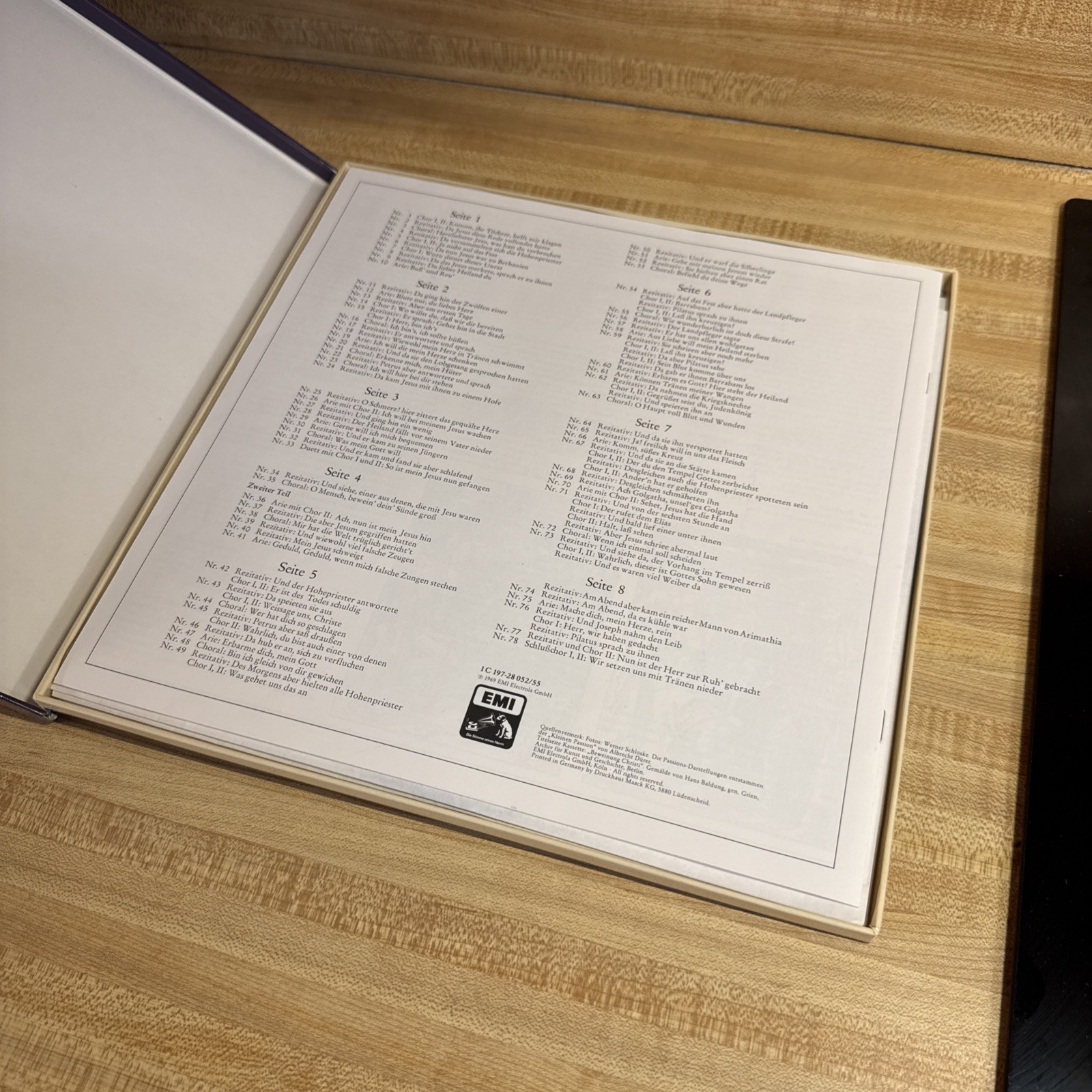 4 LP Box Booklet – Bach Matthäus-Passion – Gönnenwein – EMI 1C 197-28 052/ 55