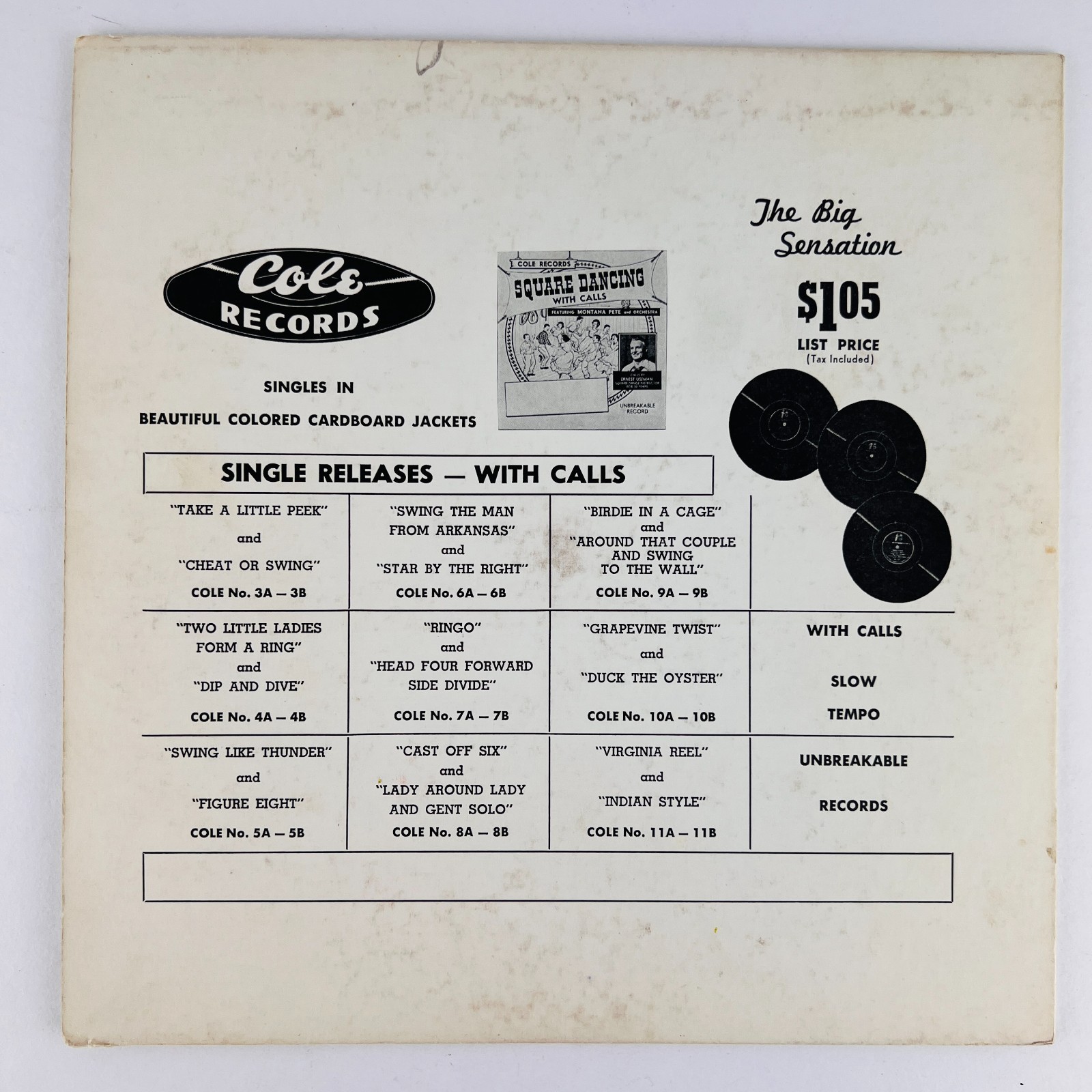 Montana Pete – Square Dancing With Calls 78RPM Single Record 3x 10″ Vinyl 78 RPM