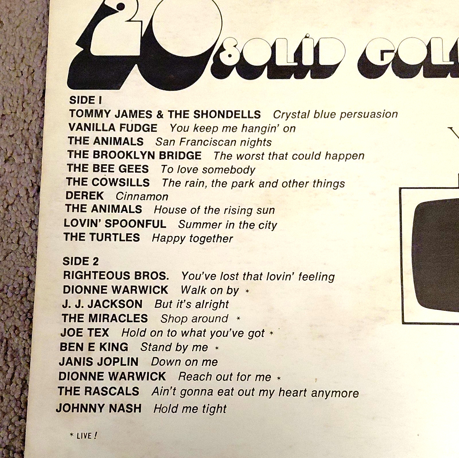 Crystal 20 Solid Gold Hits 12″ Black Vinyl LP Stereo Compilation S-1200