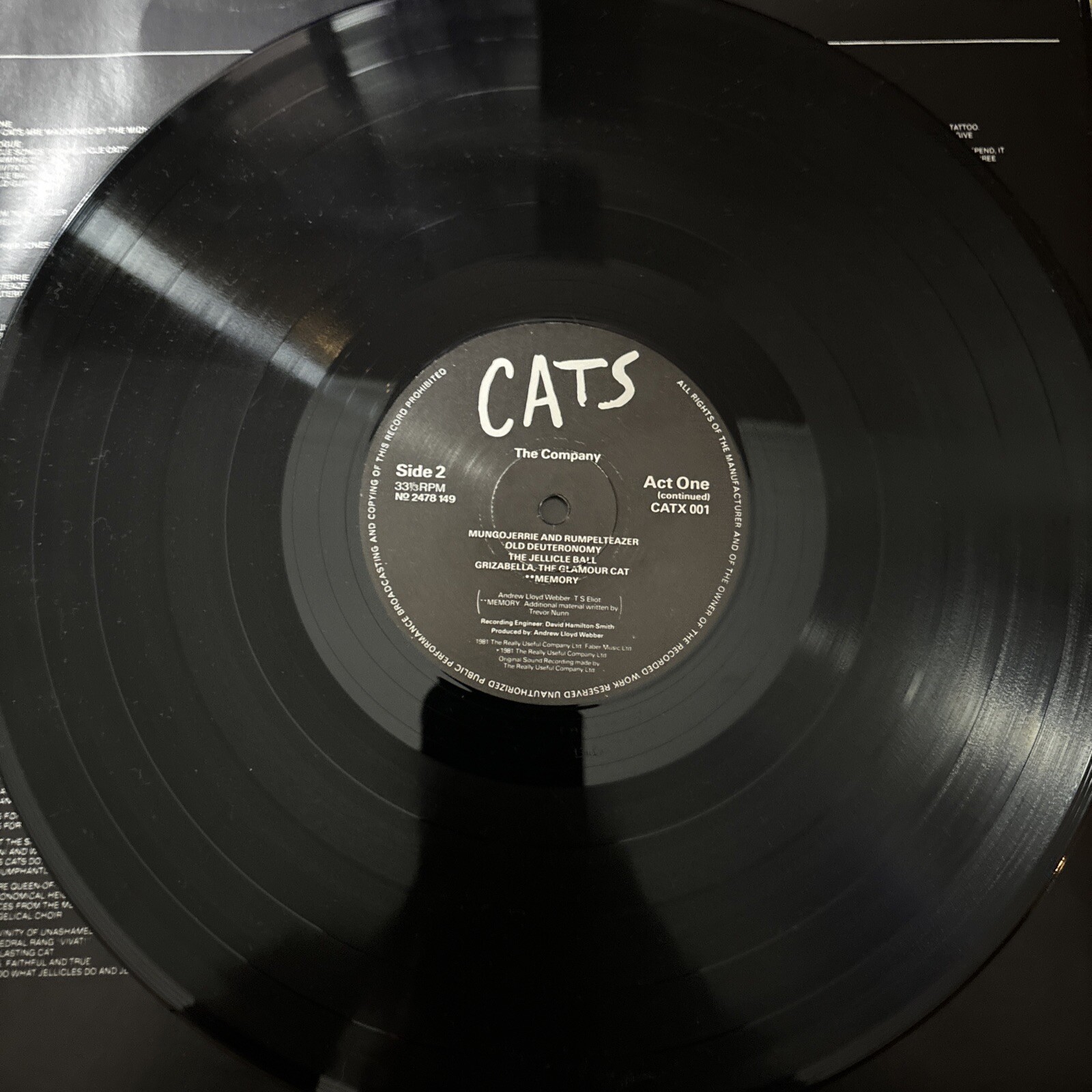 Lloyd Webber – CATS – Nicholas, Blessed, Paige – 2 LP Vinyl CATX 001 no47