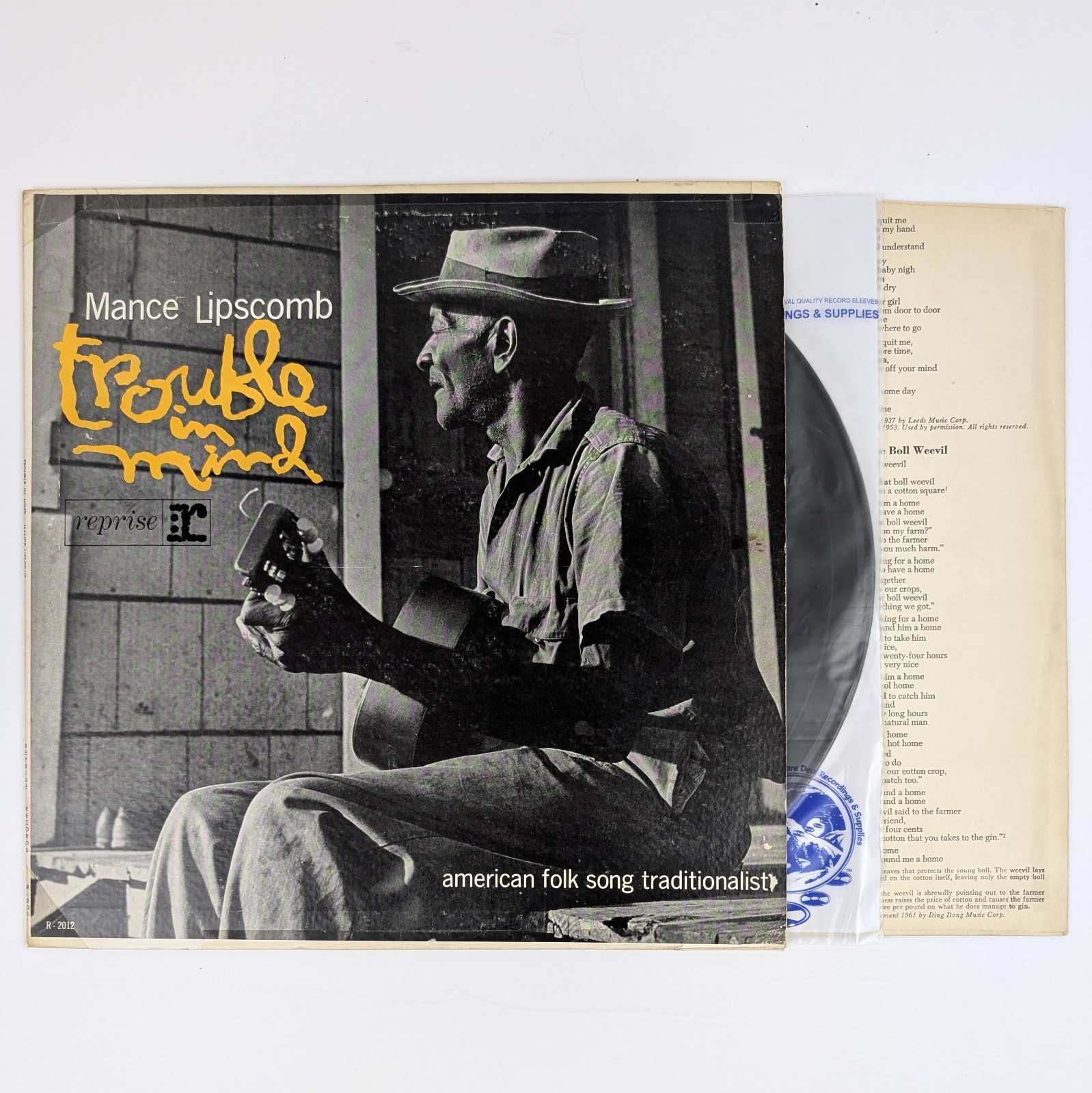 Mance Lipscomb – Trouble In Mind Mono 1st Press R-2012 Reprise 1961 Blues VG+/VG