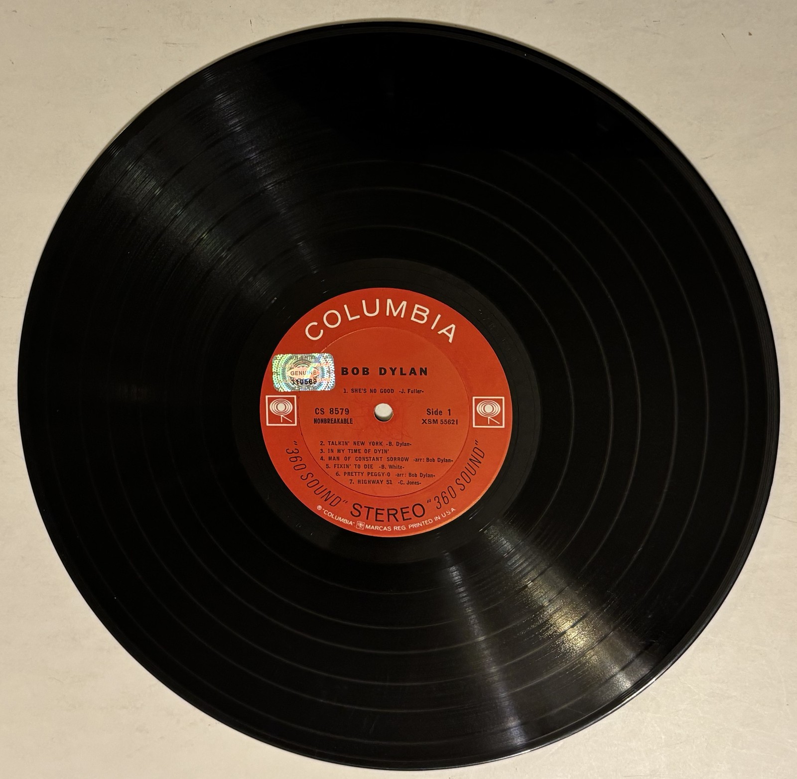 Bob Dylan Self-Titled LP CS 8579 360 Sound Stereo Columbia Vinyl Record VG v