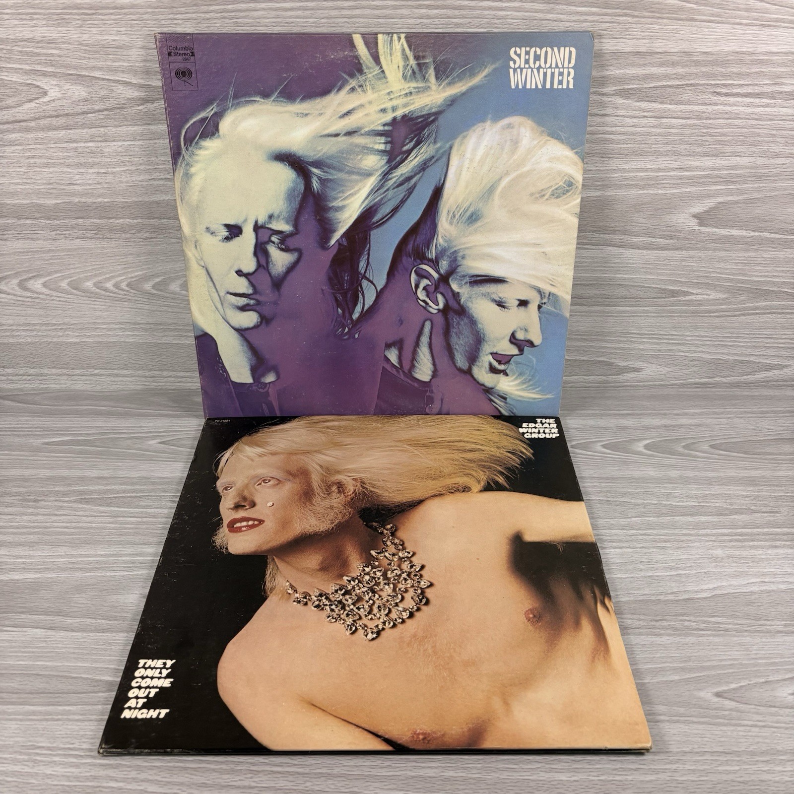 Lot of 2 JOHNNY/EDGAR WINTER LPs Second Winter, They Only Come Out Night