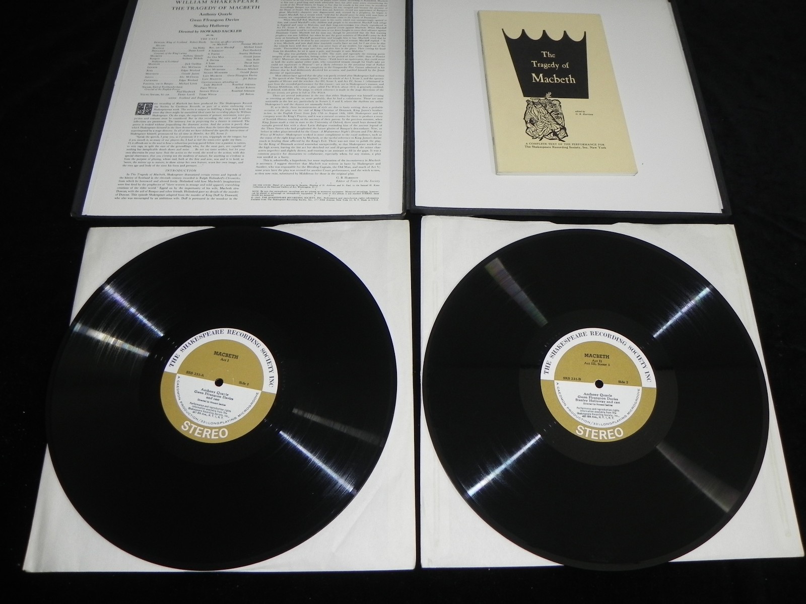 Original William Shakespeare MACBETH Boxed Set 2 LP Vinyl Records and Text Book