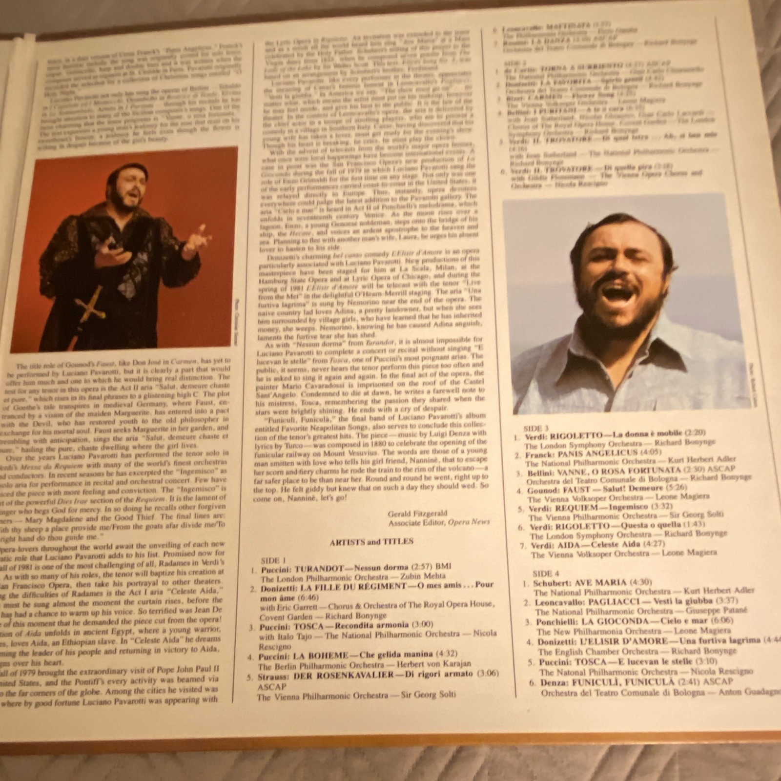 Luciano Pavarotti Pavarotti’s Greatest Hits 1980 London 12″ Vinyl LP 33 RPM
