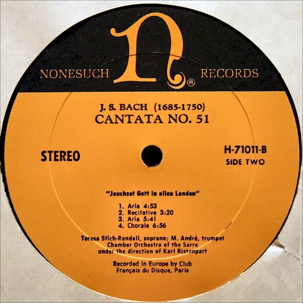 Johann Sebastian Bach, Various, Magnificat In D. / Cantata No. 51., (LP), VG, 42