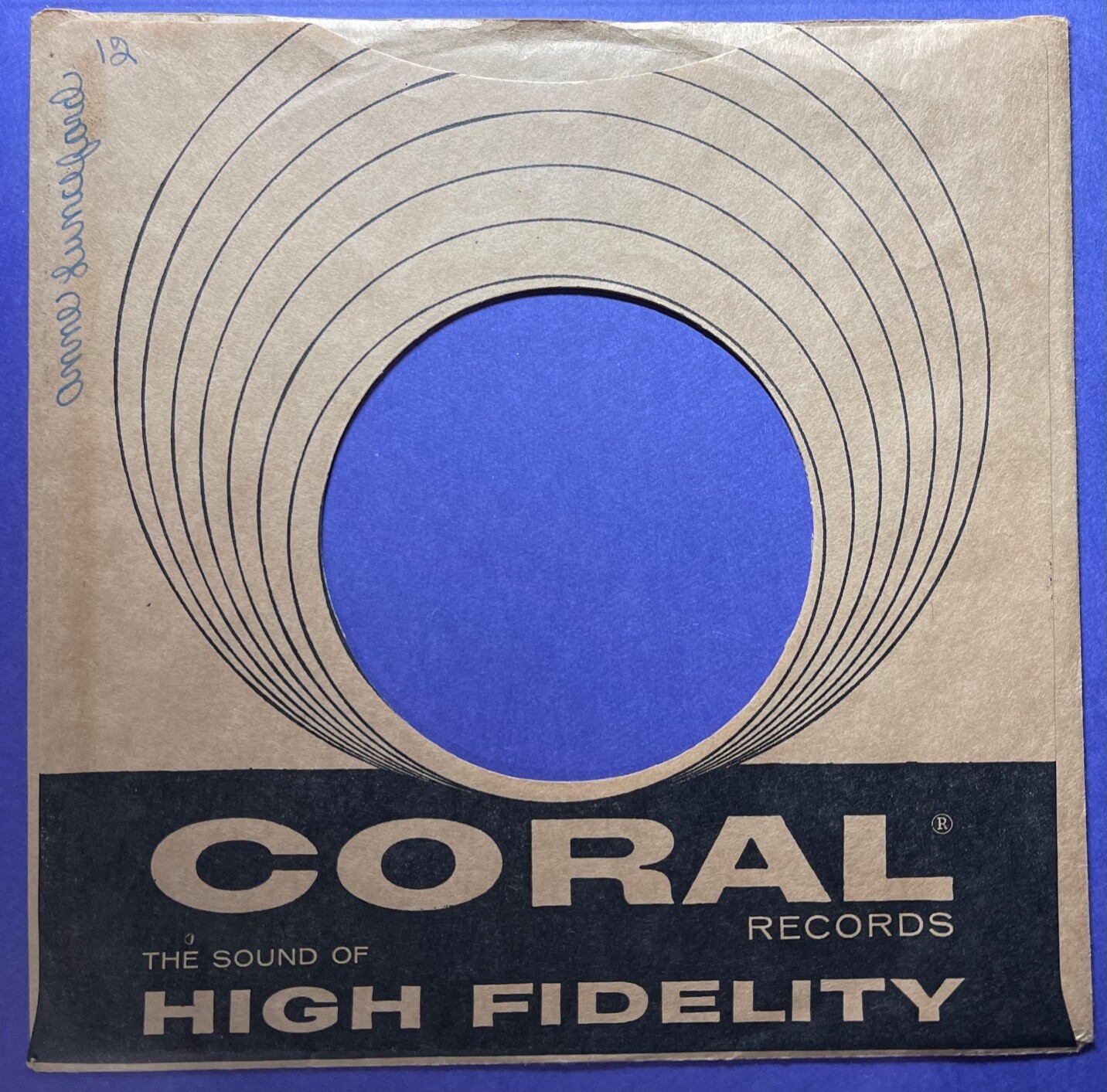 CORAL ORIGINAL 45 RPM COMPANY RECORD PAPER SLEEVE *ONLY* AS SHOWN VERSION 1