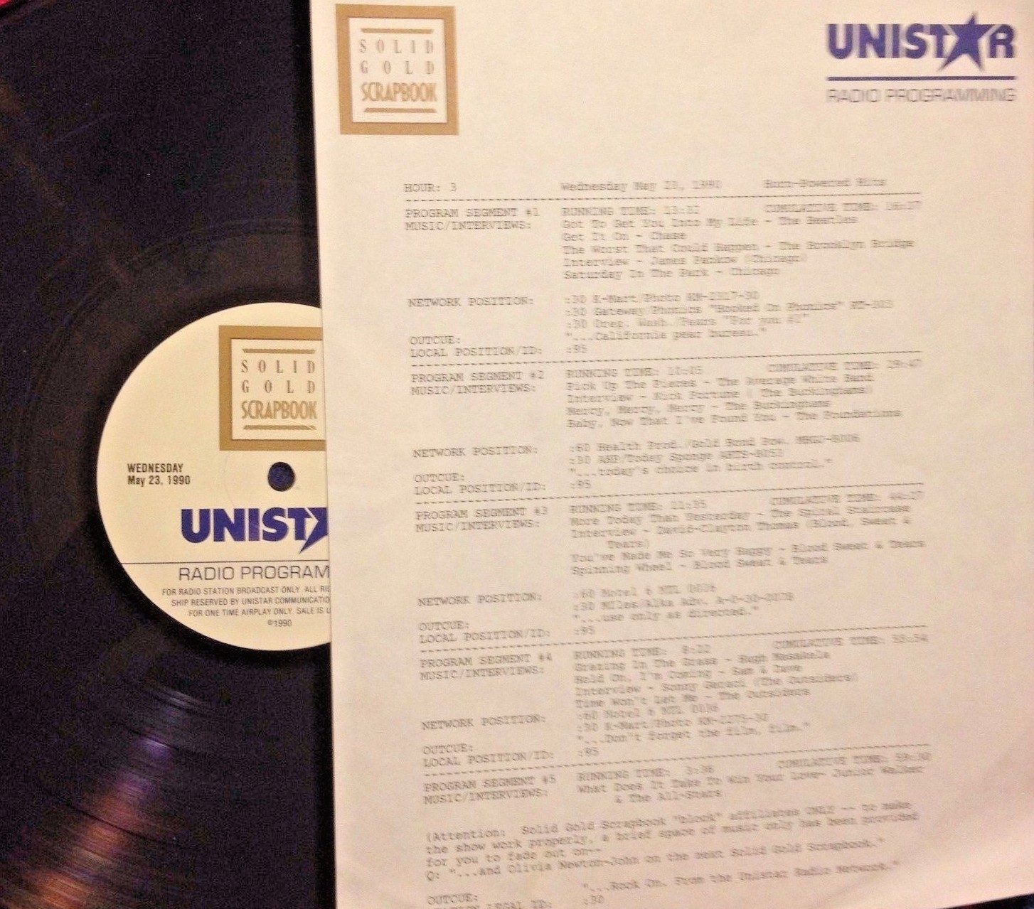 5/23/90 SOLID GOLD SCRAPBOOK SALUTES HORN HITS, 14 HITS & 4 RARE INTERVIEWS