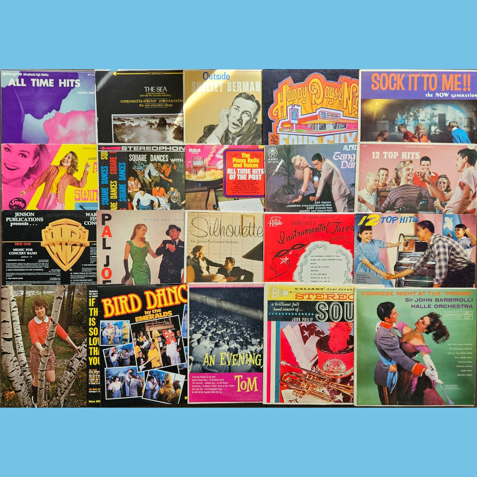 Vintage 20 LP Lot #276: Retro Cool Cover Art & Oddities -Most VG Or Better Vinyl