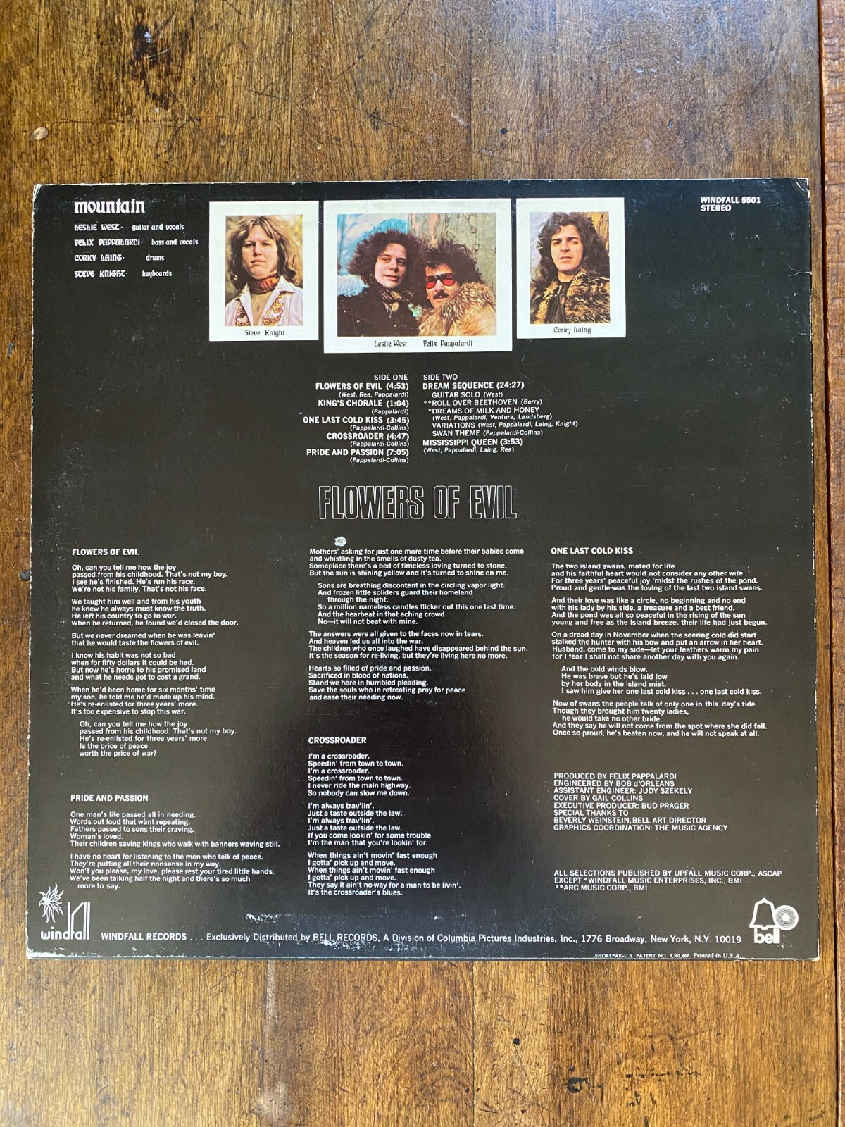 Mountain Flowers Of Evil Vinyl LP 1971 Windfall Records WINDFALL 5501