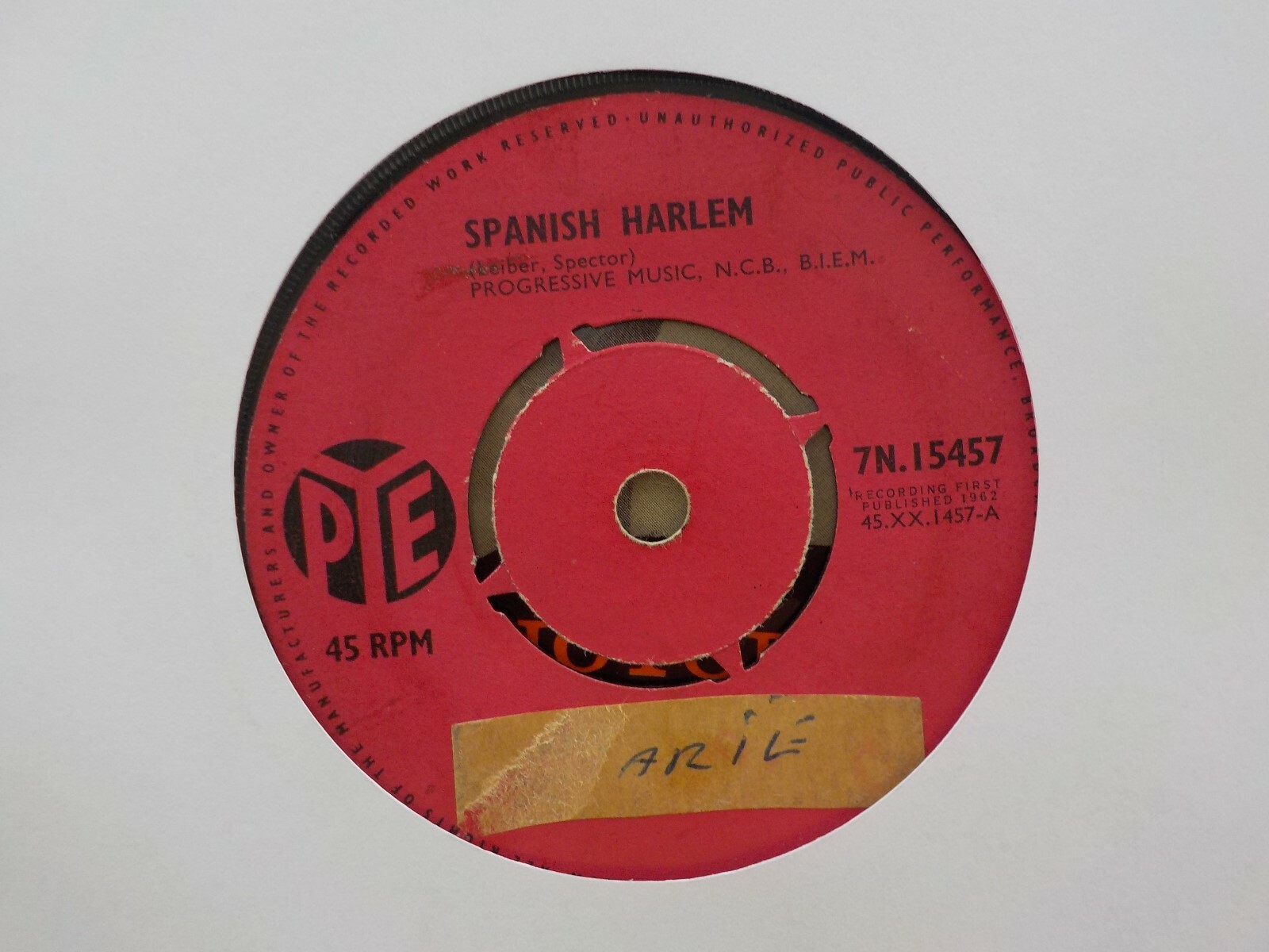 Jimmy Justice Spanish Harlem / Write Me A Letter 1962 Pop 7″ vinyl