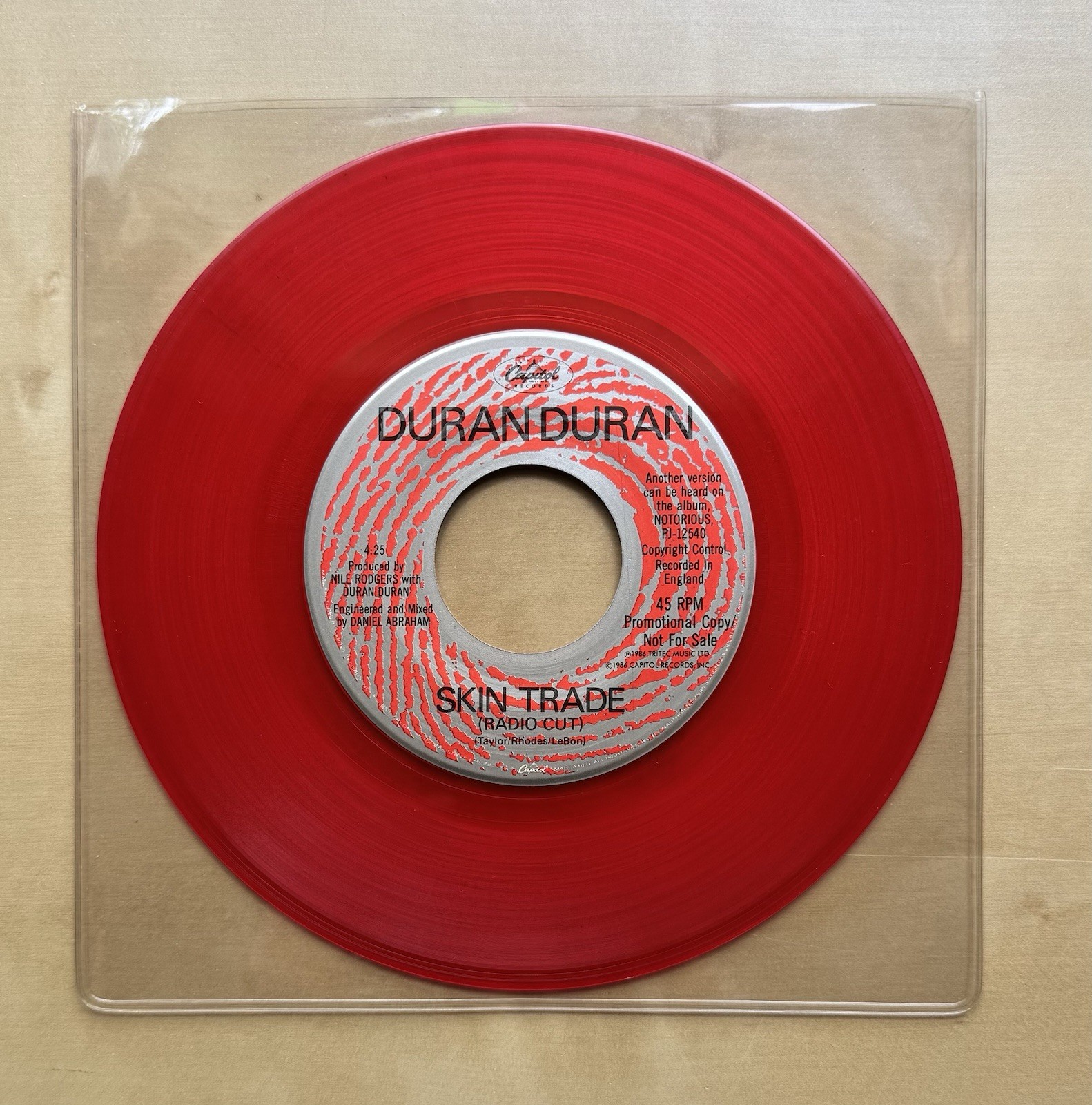 Duran Duran Skin Trade (Radio Cut) 7” Red Vinyl Promo 1986