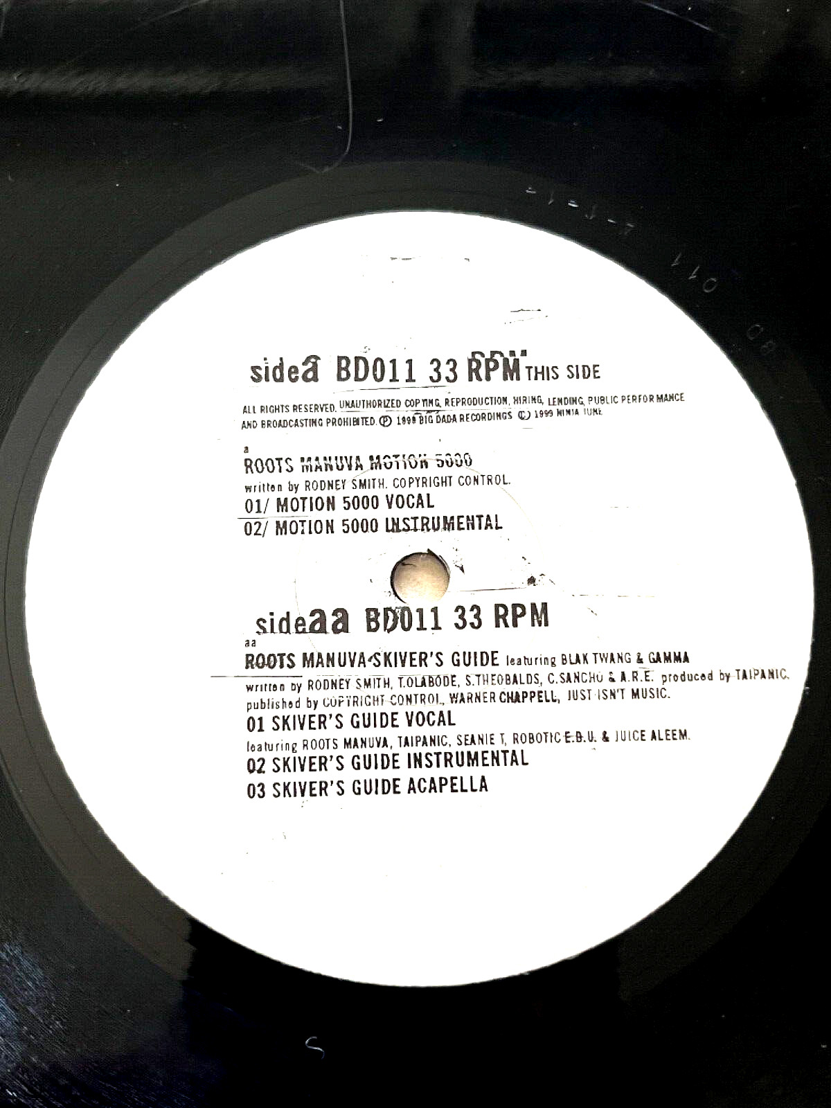 ROOTS MANUVA Motion 5000/Skiver’s Guide 12′ Vinyl BIG DADA Hip Hop RARE! $0 Ship