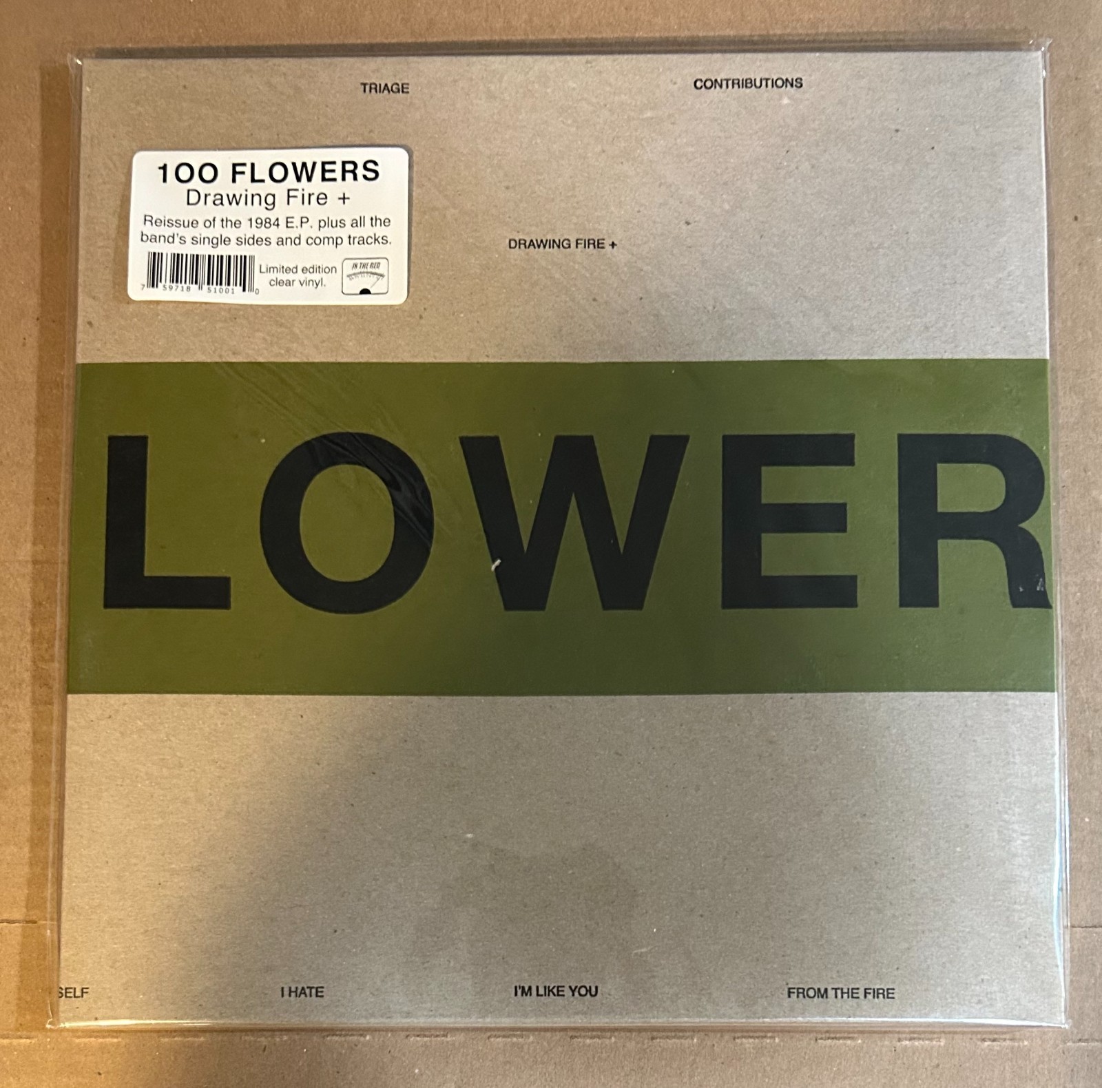LP: 100 FLOWERS – Drawing Fire NEW UNPLAYED REISSUE CLEAR VINYL
