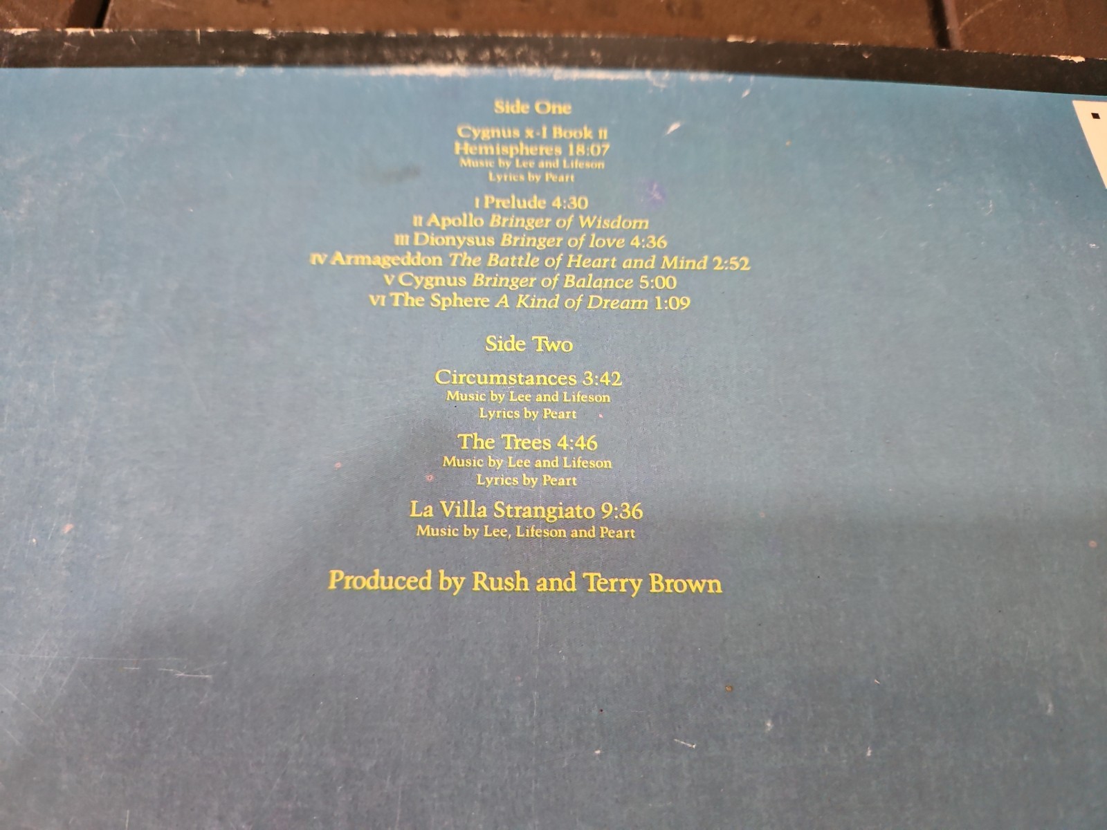 Rush Hemispheres Vinyl LP Record SRM-1-3743 1978 1st Issue VG-