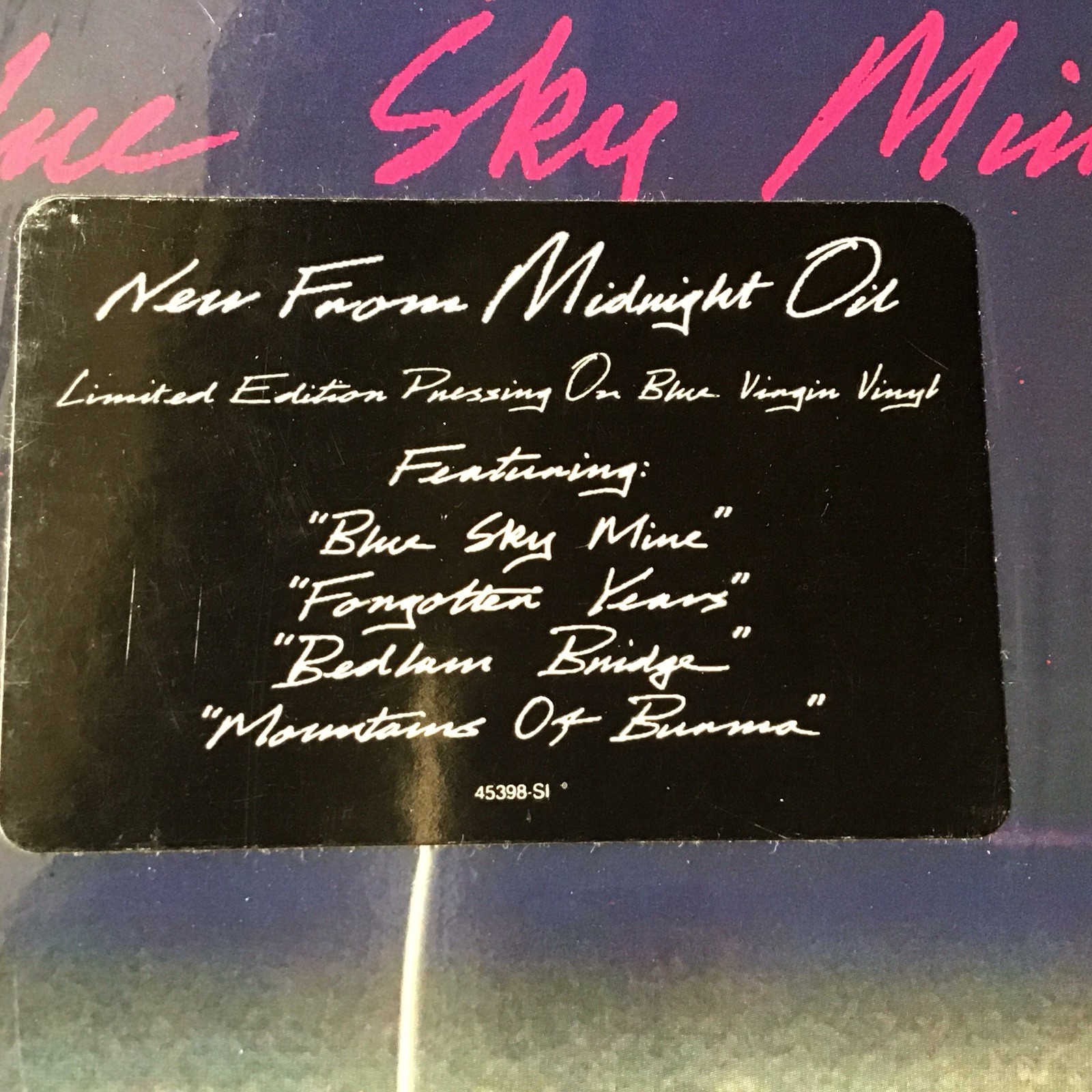 MIDNIGHT OIL BLUE SKY MINING OOP 1990 LP LIMITED EDITION BLUE VINYL COLUMBIA
