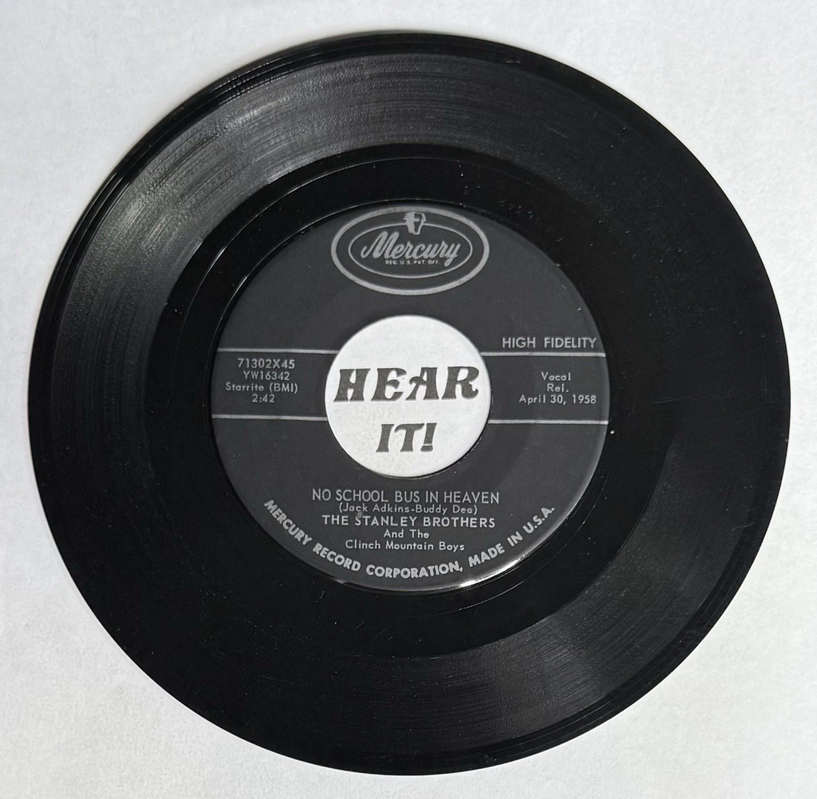 50s Bluegrass 45 THE STANLEY BROTHERS I’ll Never Grow Tired / No School MERCURY