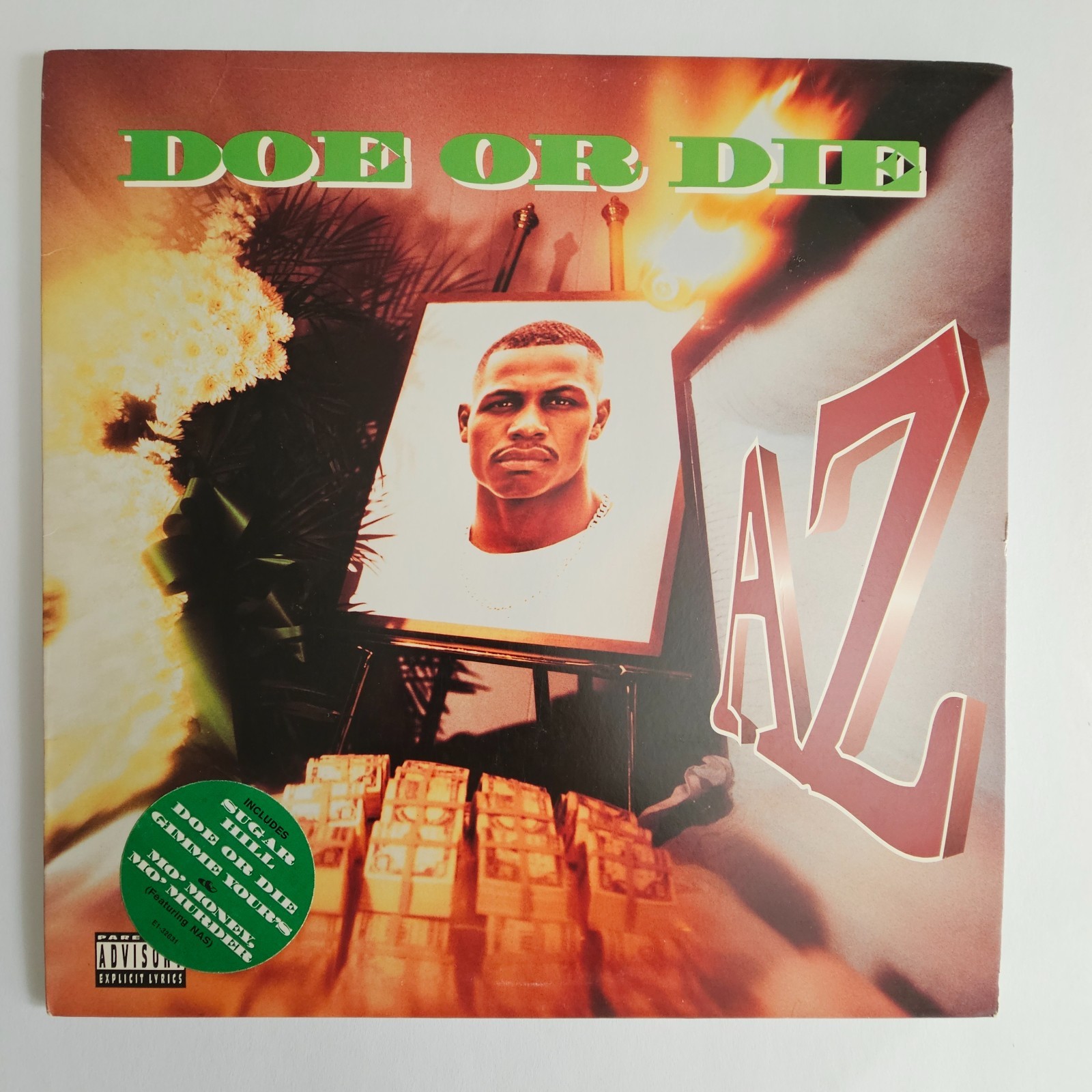 AZ- DOE OR DIE- US 1995 WITH PRO STAMP ON BACK COVER- HIP HOP-GANGSTA- BOOM BAP