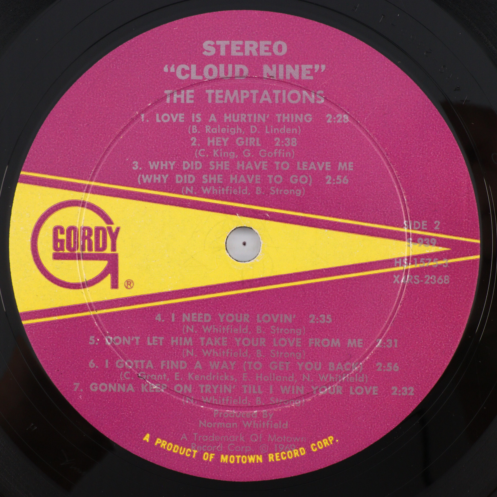 The Temptations – Cloud Nine – 1969 Stereo 12″ LP Vinyl Record Hollywood S-939
