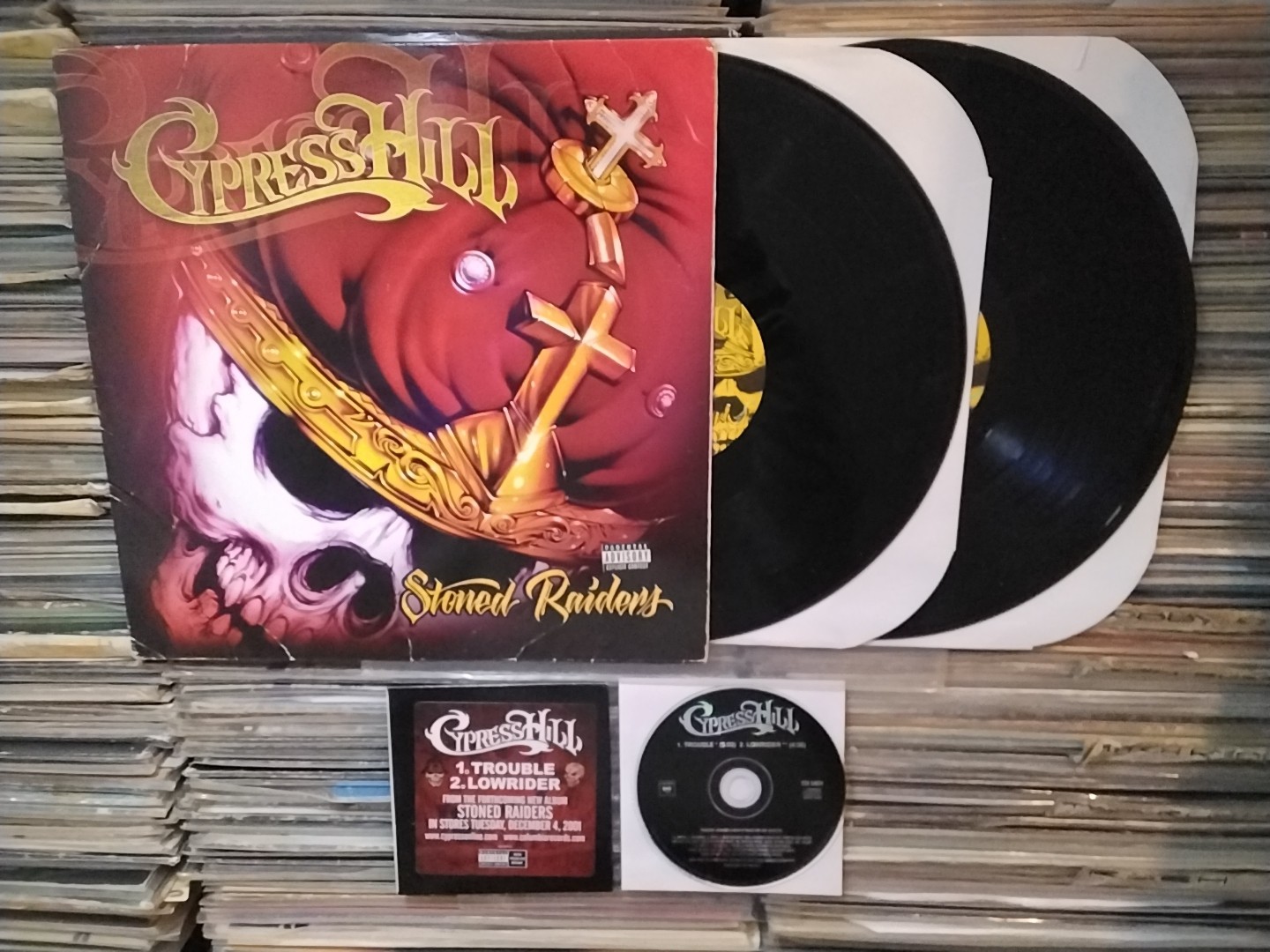 ORIGINAL CYPRESS HILL STONED RAIDER PROMO 2LP + ADVANCE TROUBLE CD RAP HIP HOP