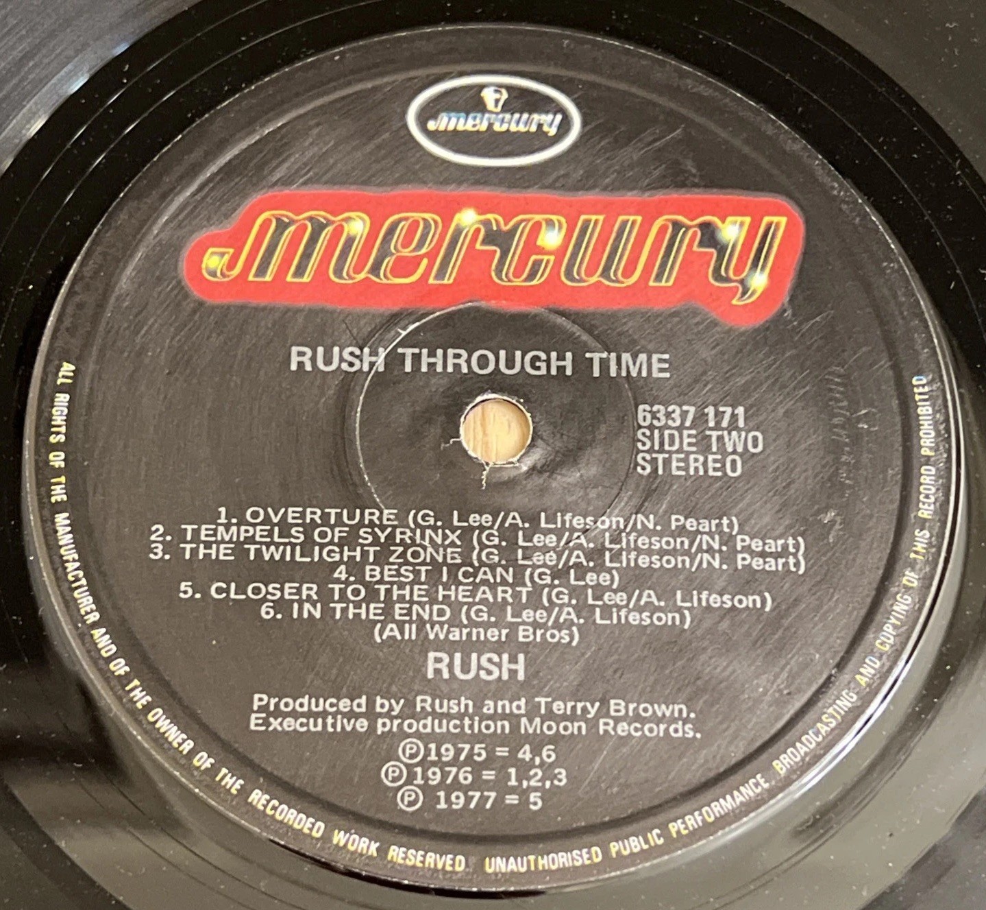 Rush Through Time Vinyl LP Record 12″ Black Rock Band 6337 171 Poly Gram USED