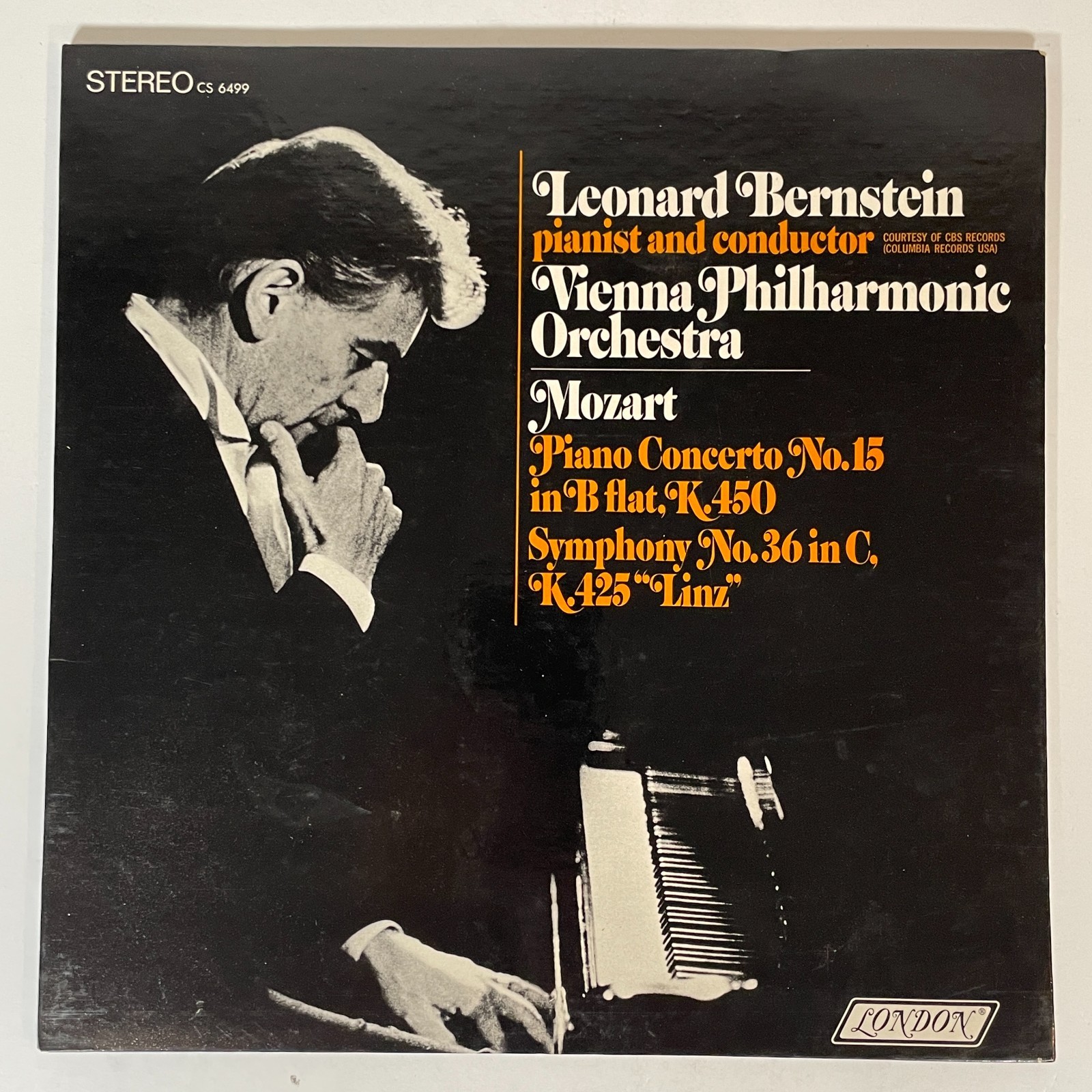 LEONARD BERNSTEIN Mozart Piano Concerto No. 15 & Symphony No. 36 Vinyl LP EX