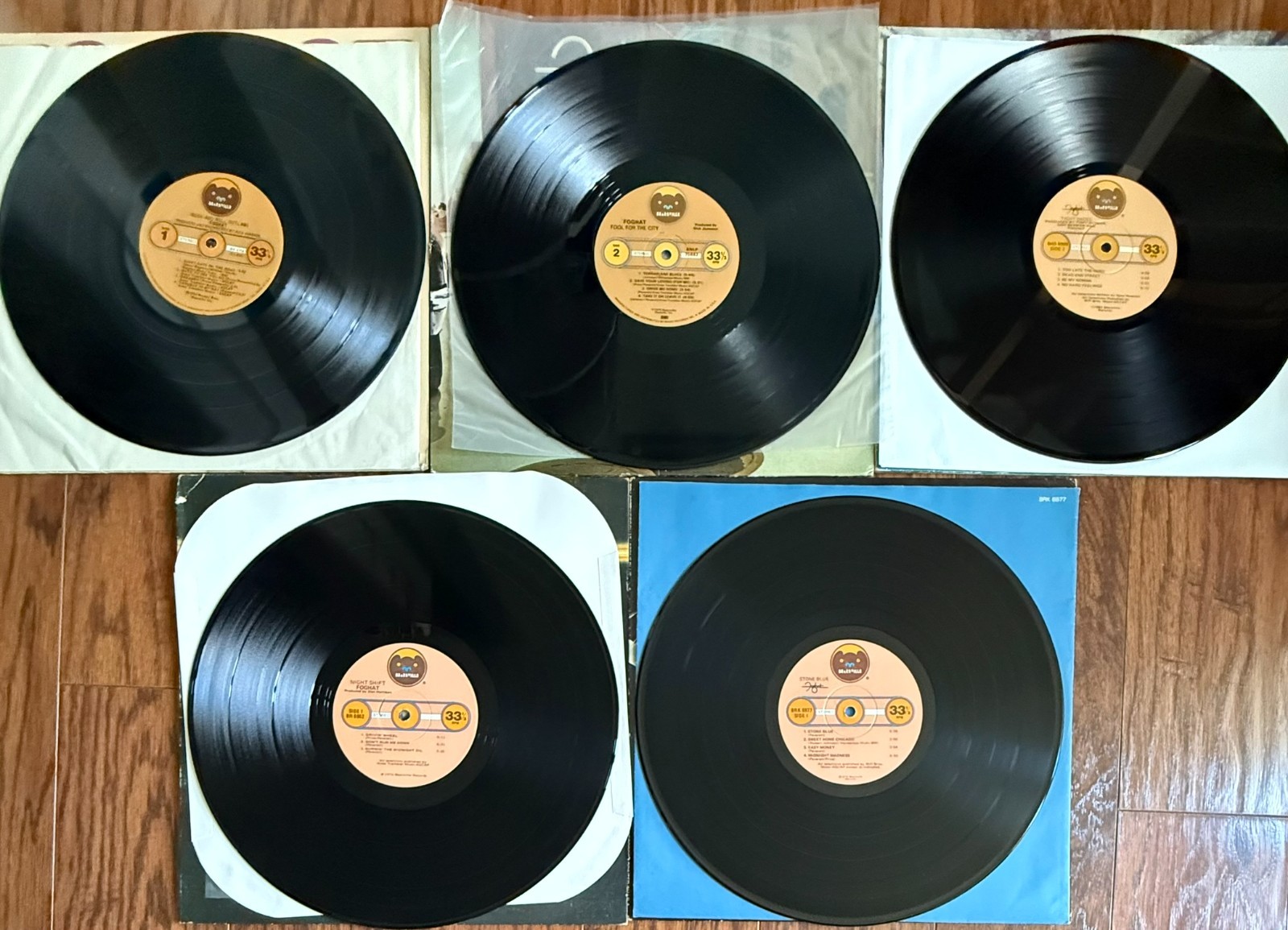 Lot of 5 Foghat Vinyl LPs Fool for the City Night Shift Stone Free Tight Shoes