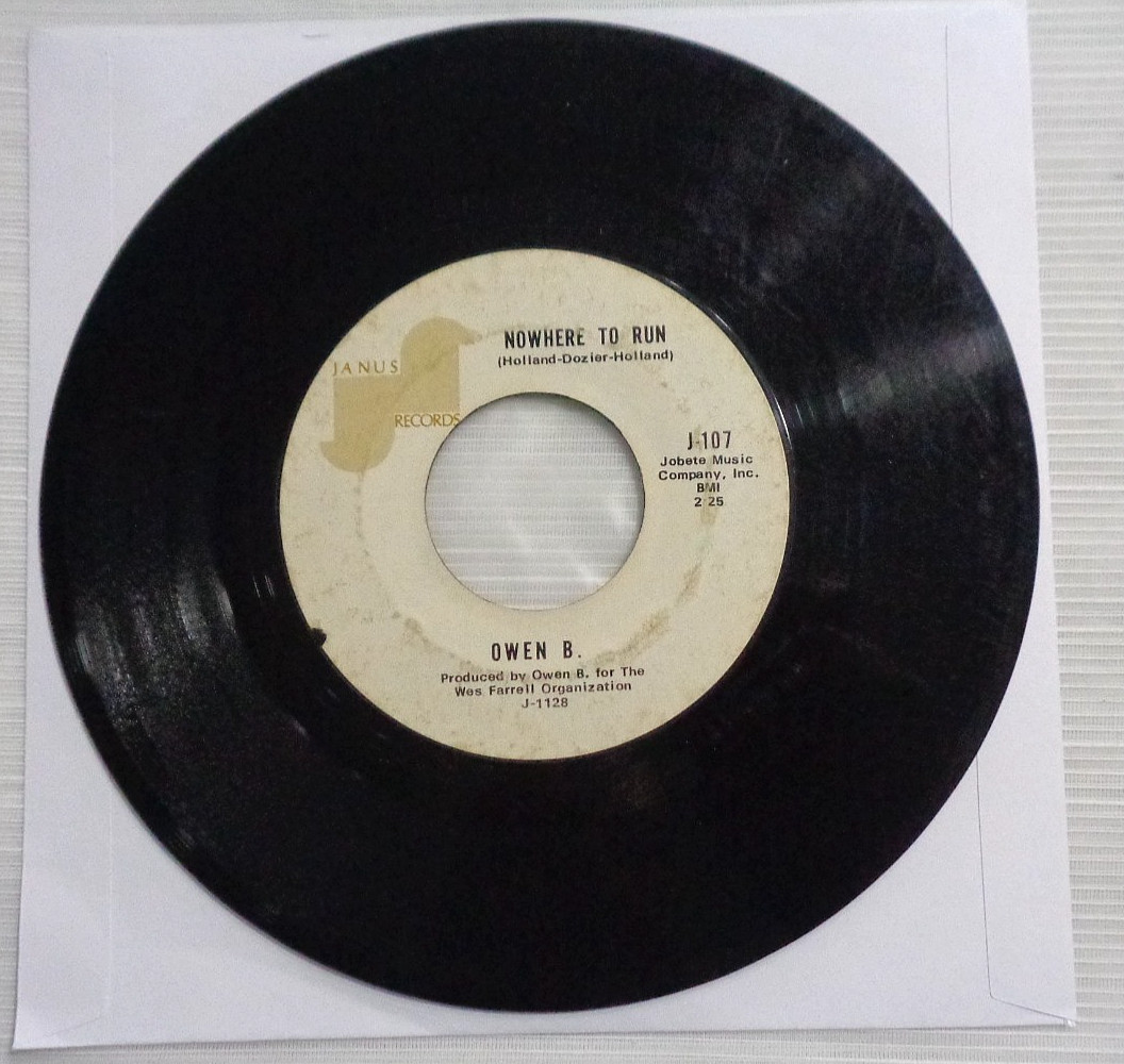Owen B. Nowhere To Run/Mississippi Mama 1970 Janus J-107 Terre Haute Pressing VG