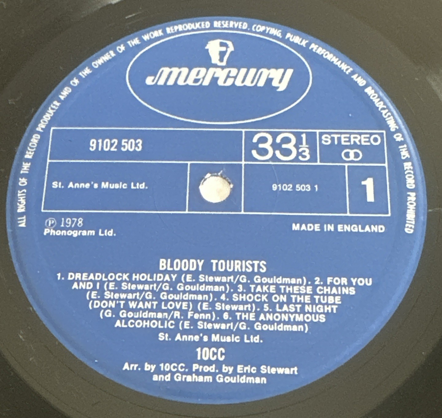 10cc : Bloody Tourists – Vinyl LP Gatefold Uk Issue EX / VG+ Condition