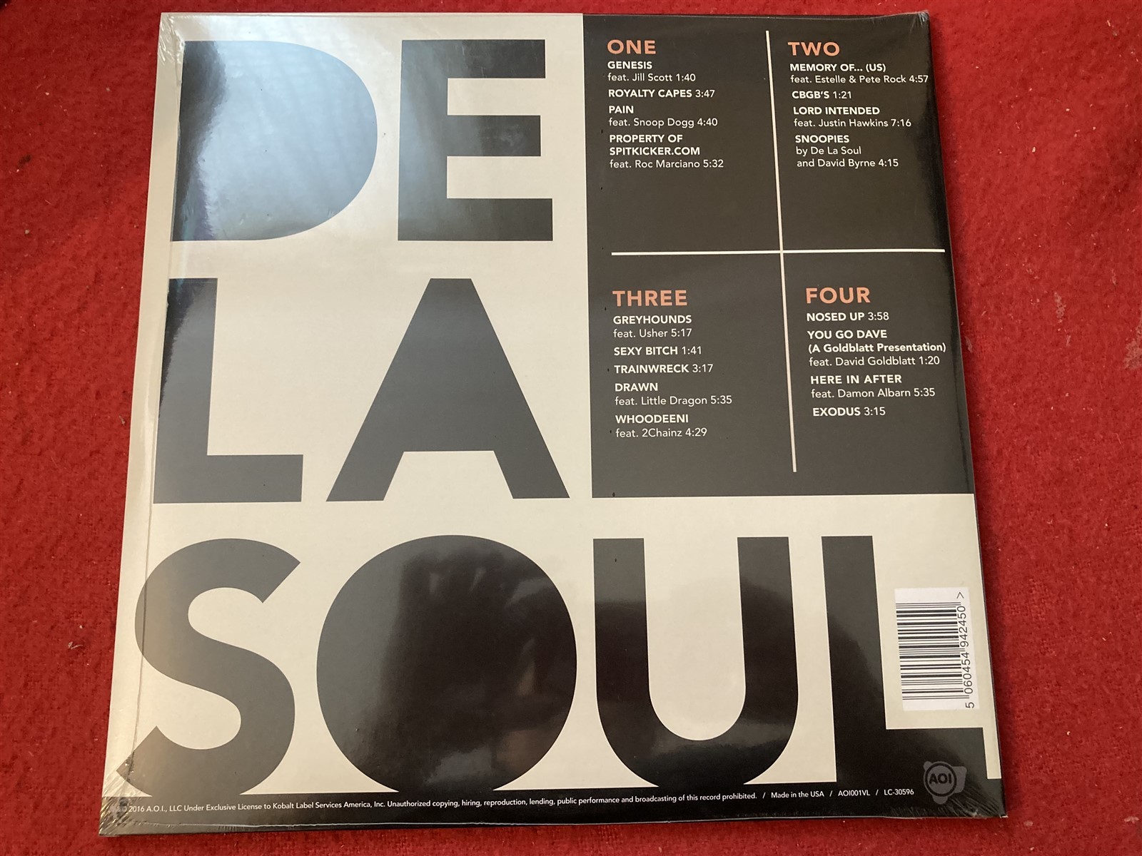 DE LA SOUL AND THE ANONYMOUS NOBODY RARE 2016 DOUBLE VINYL LP MINT SEALED