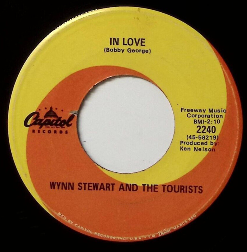 WYNN STEWART & THE TOURISTS MY OWN LITTLE WORLD/IN LOVE CAPITOL VINYL 45 56-83