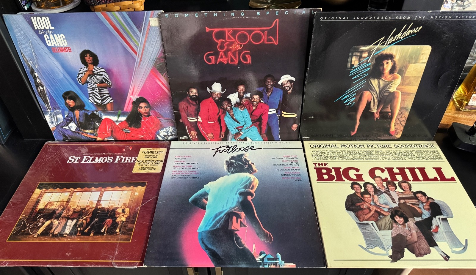 LOT 6 80’s Vinyl Essential LPs Kool & The Gang, Footloose, St. Elmo’s Fire LOT