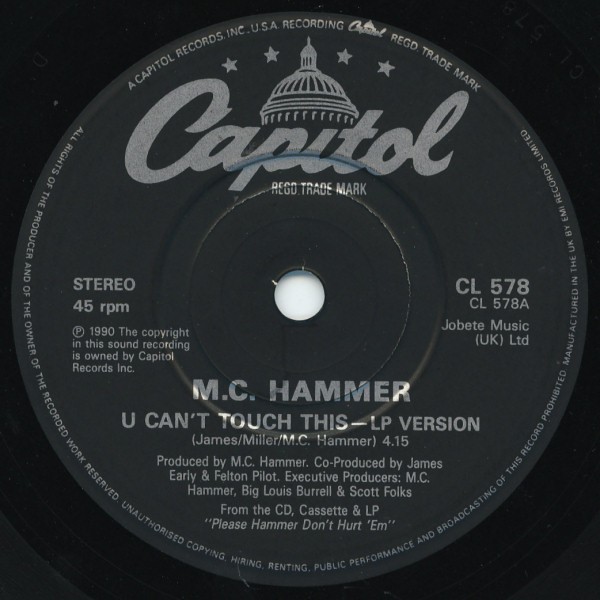 MC Hammer – U Can’t Touch This (7″, Single, Pap) (Near Mint (NM or M-)) – 408159