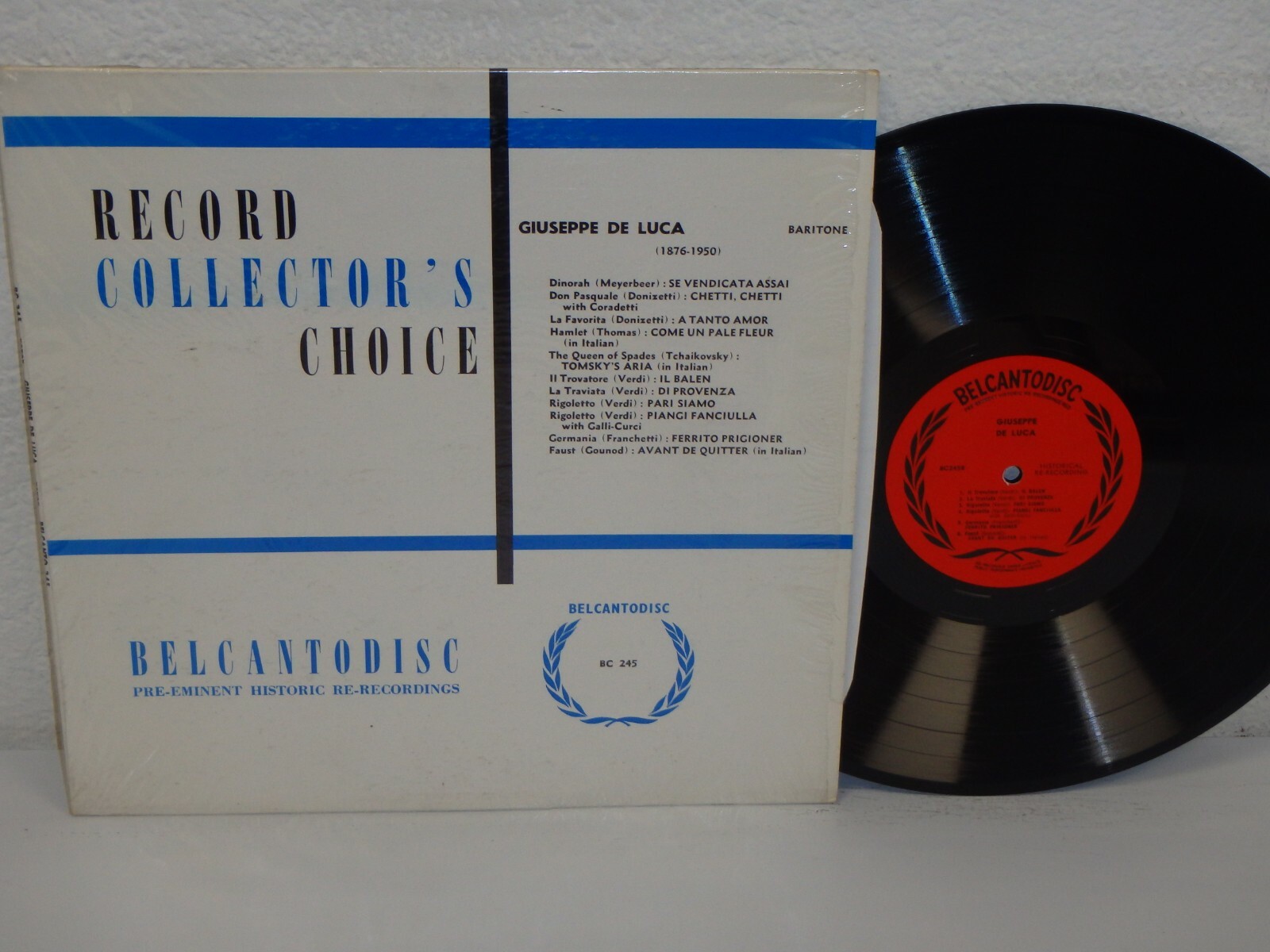 GIUSEPPE DE LUCA Record Collector’s Choice LP Belcantodisc BC 245 Historical