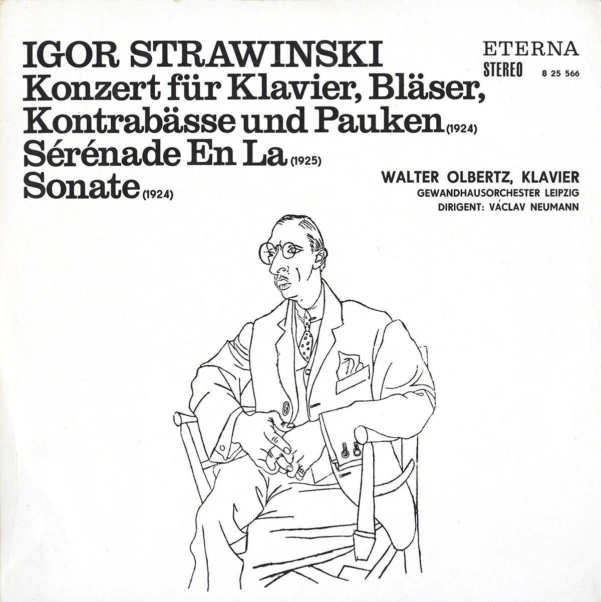 STRAVINSKY Concerto for Piano Winds Double-bass OLBERTZ NEUMANN Eterna 825566 NM
